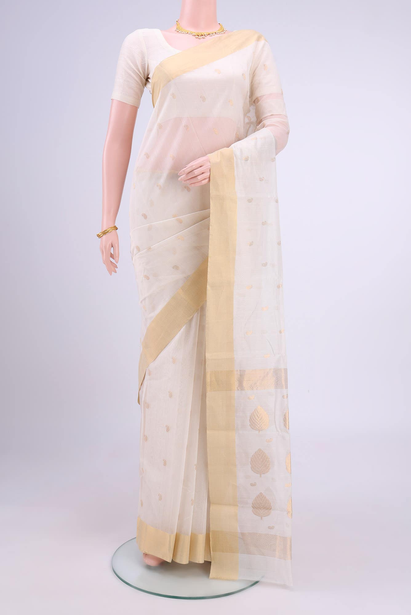 Off White Chanderi Silk Cotton Saree