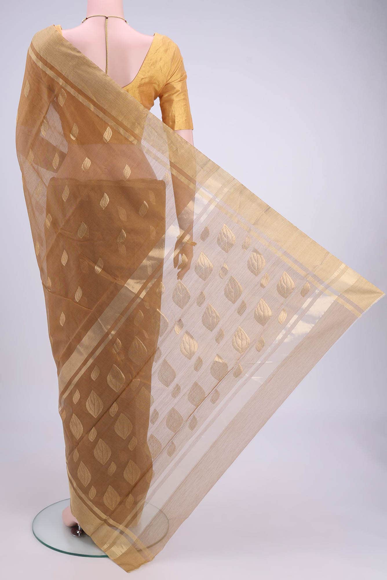 Beige Chanderi Silk Cotton Saree