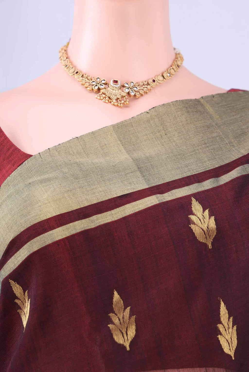 Maroon Chanderi Silk Saree