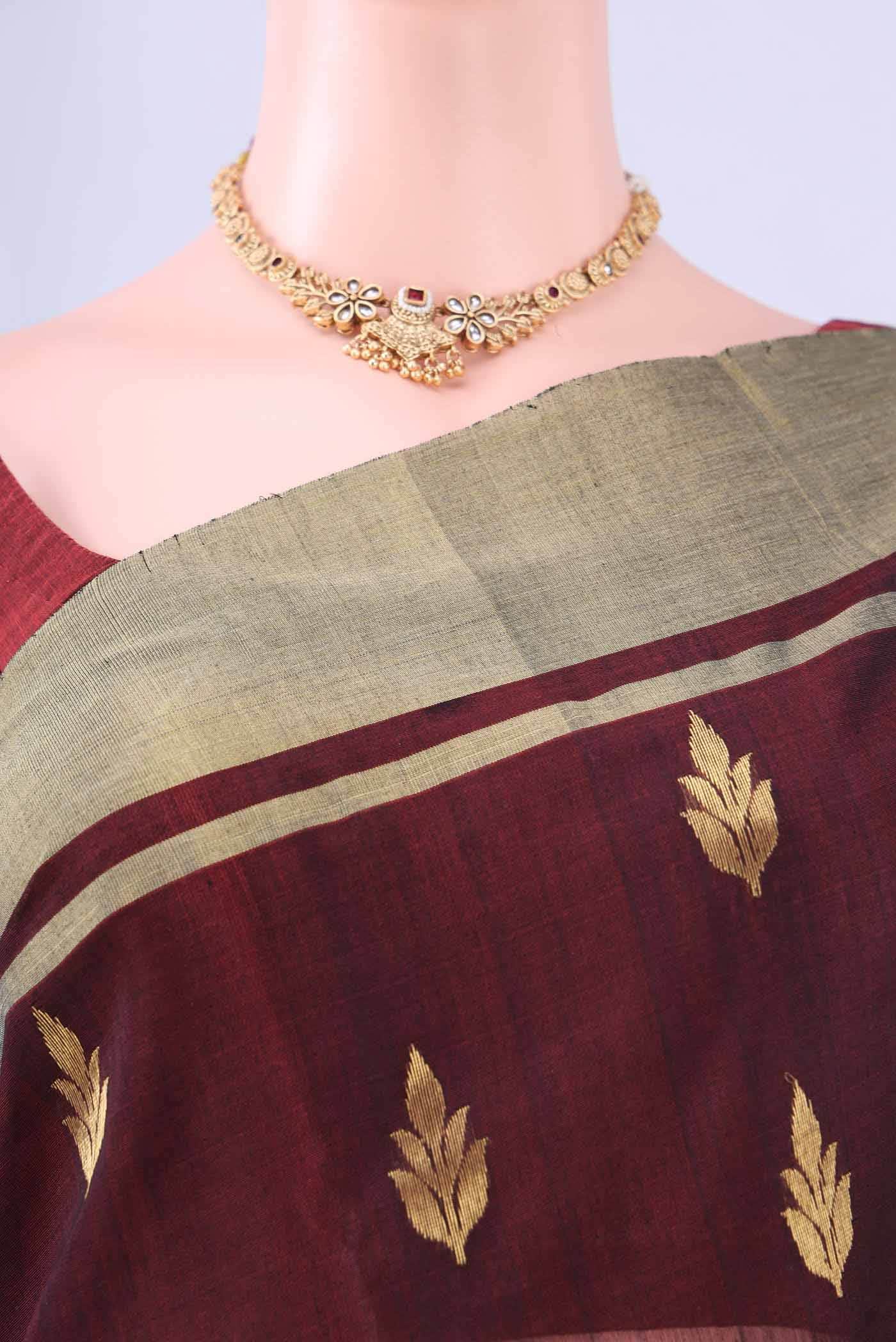 Maroon Chanderi Silk Saree