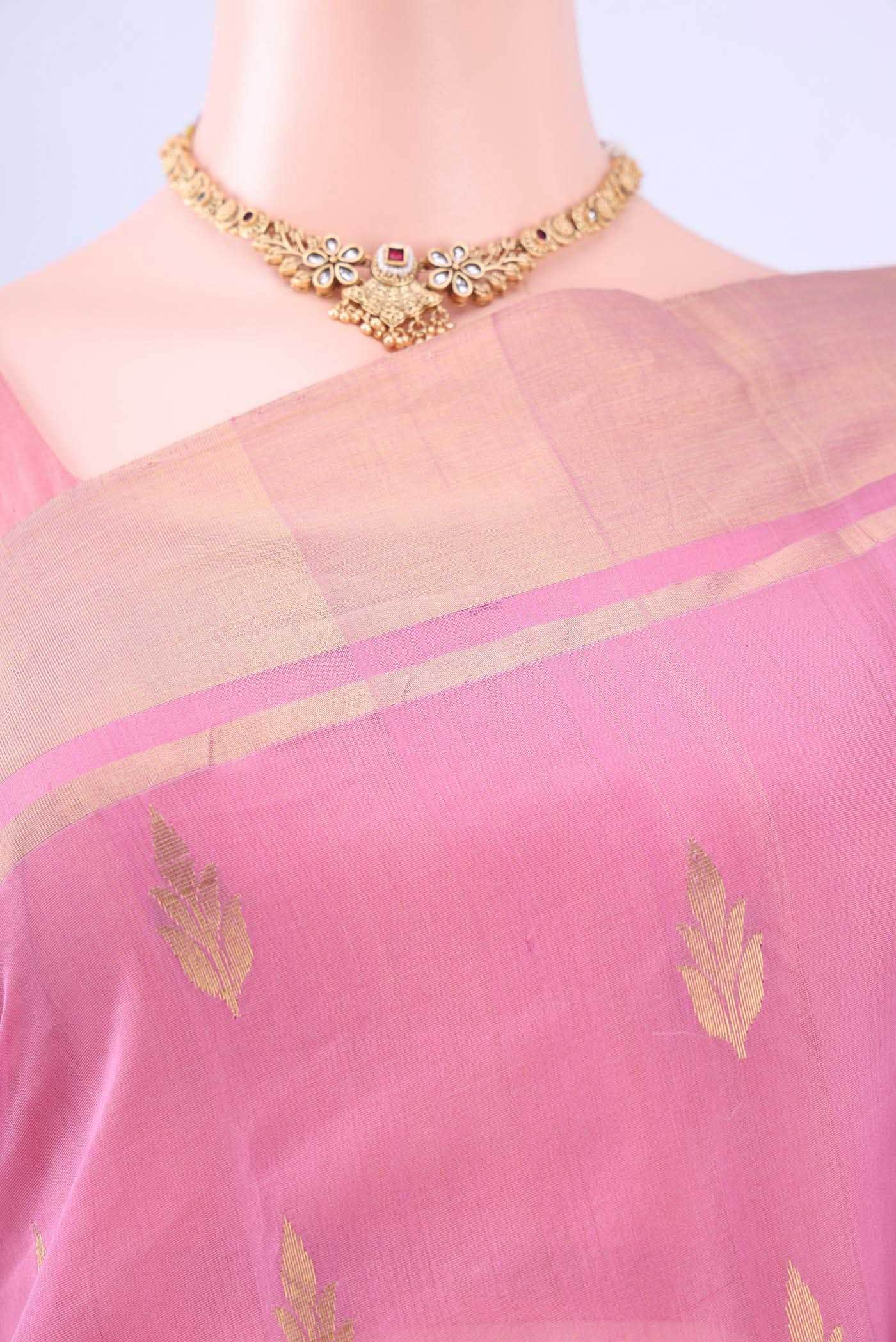 Pink Chanderi Silk Saree