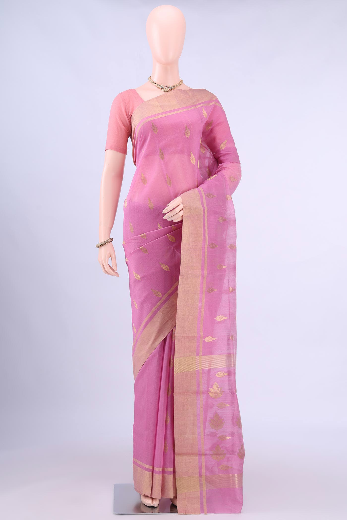 Pink Chanderi Silk Saree