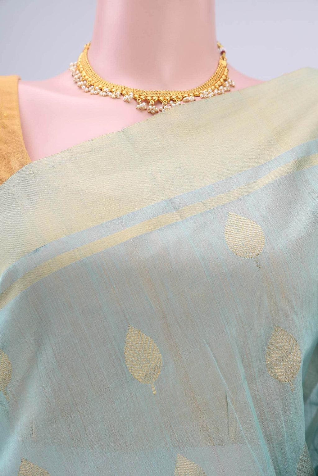 Mint Green Chanderi Silk Saree