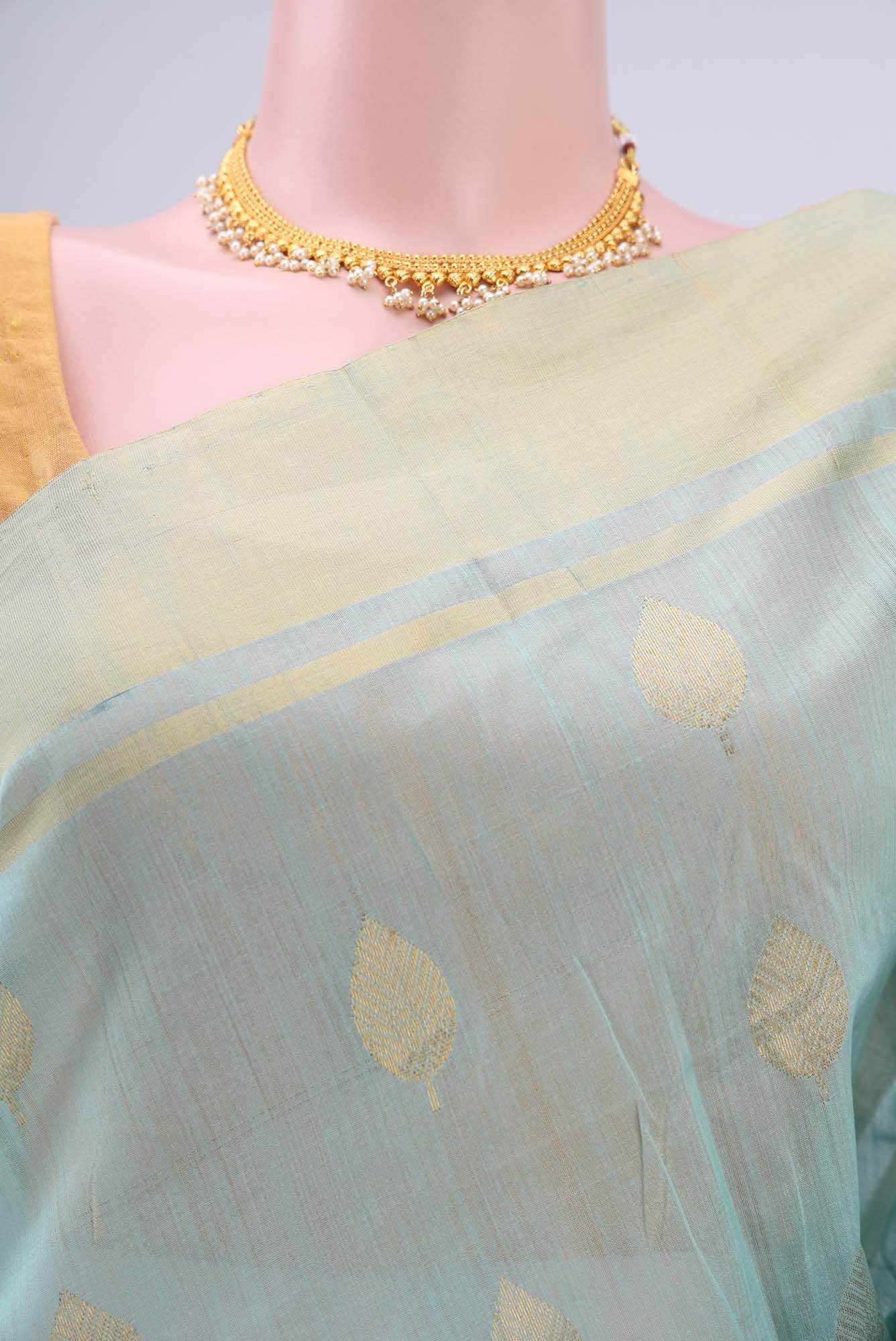 Mint Green Chanderi Silk Saree