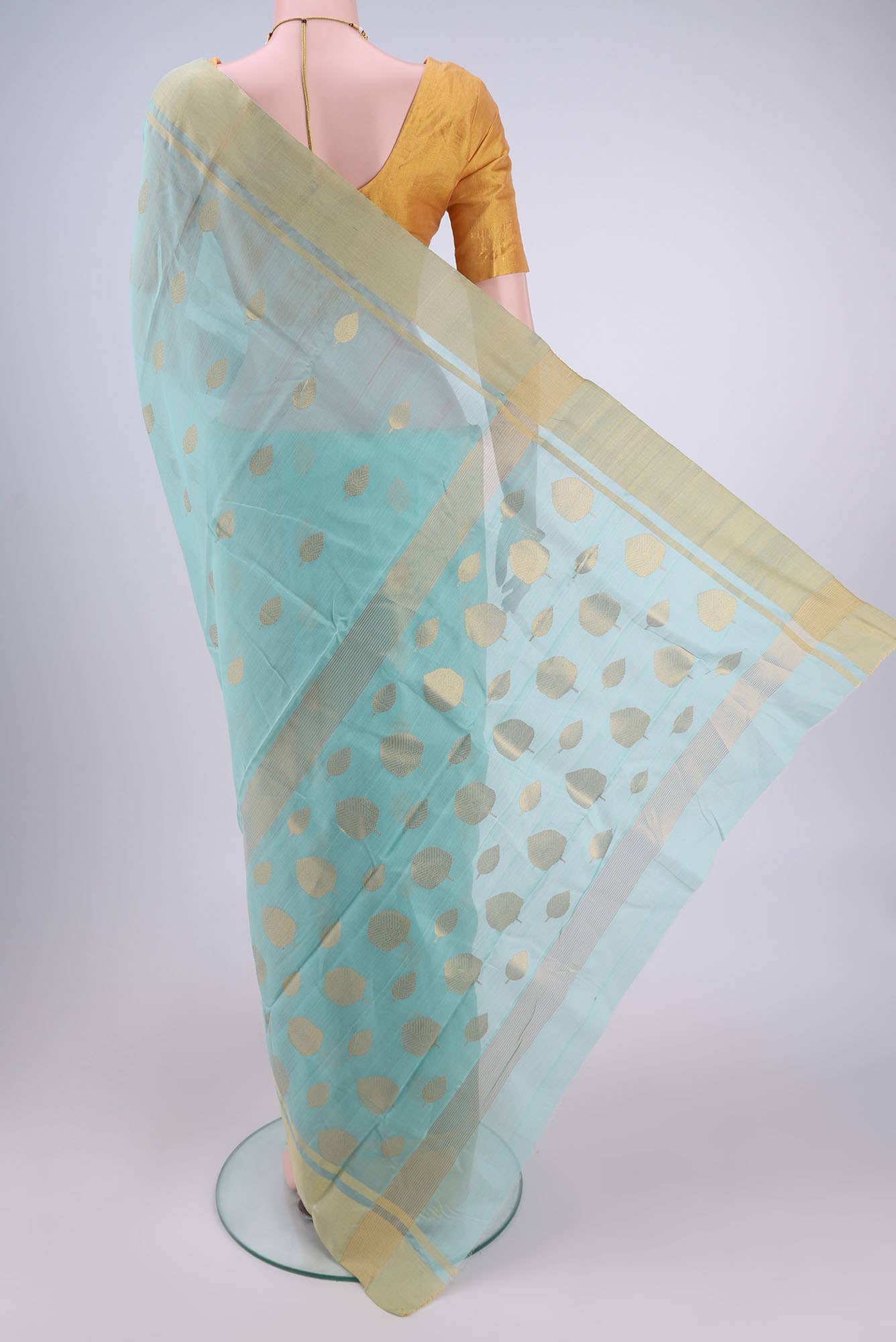 Mint Green Chanderi Silk Saree