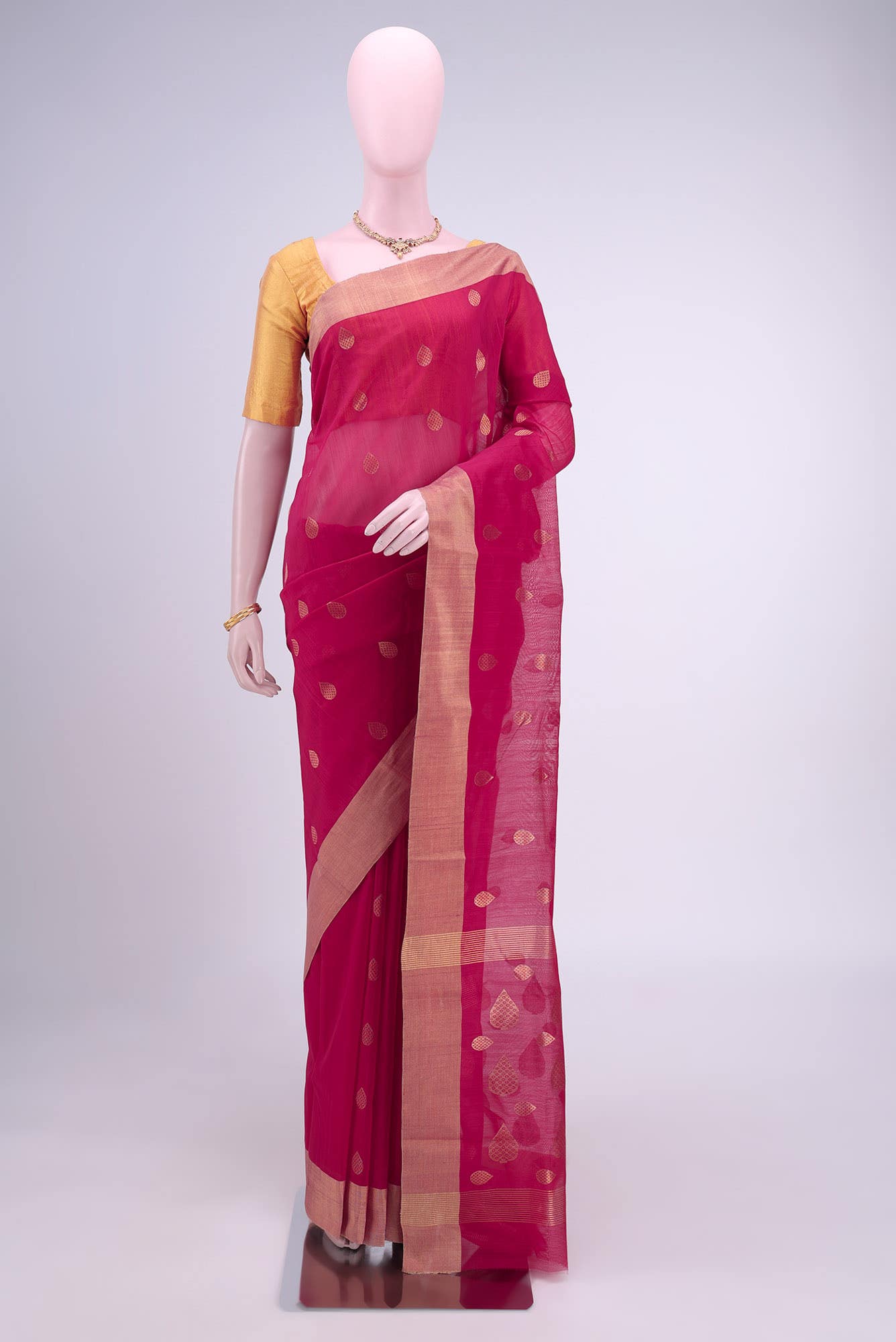 Deep Red Chanderi Silk Cotton Saree