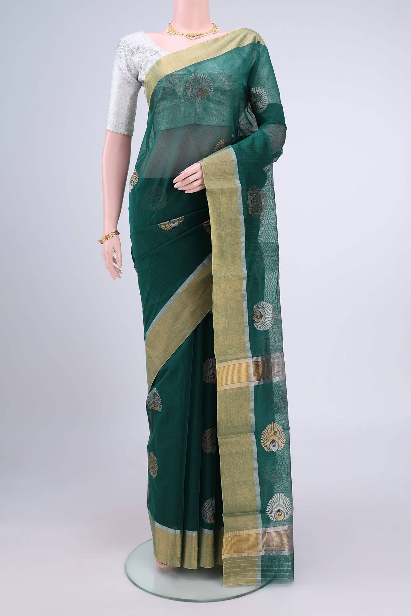 Green Chanderi Silk Cotton Saree
