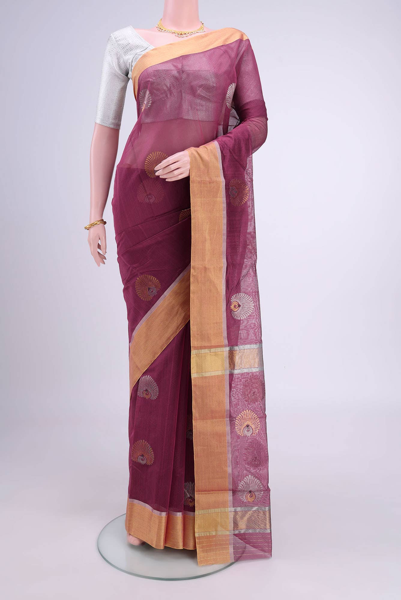Magenta Chanderi Silk Cotton Saree