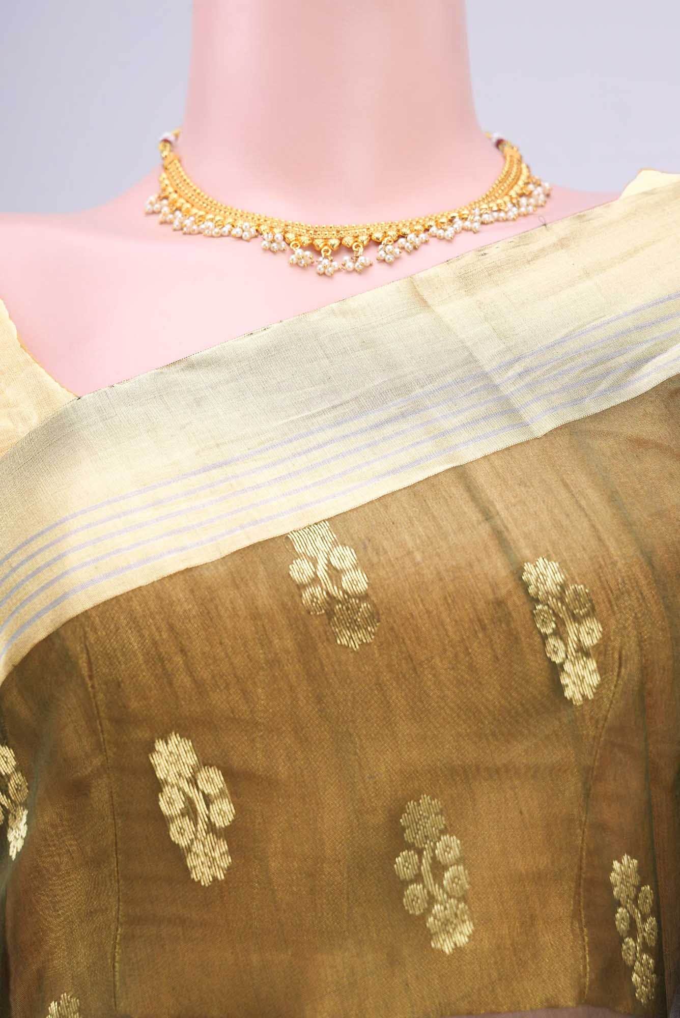 Mehandi Green Chanderi Silk Cotton Saree