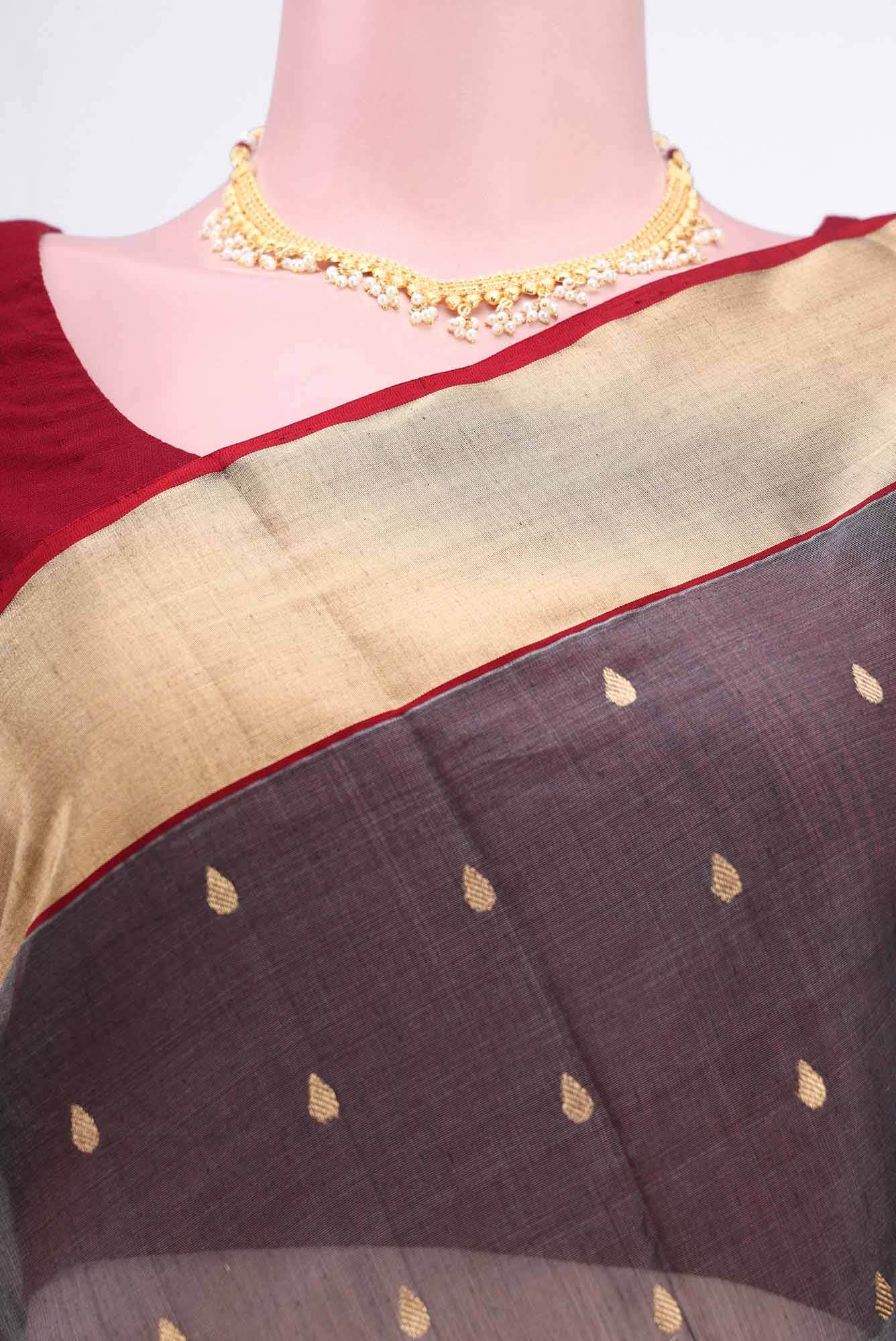 Grey Chanderi Silk Cotton Saree