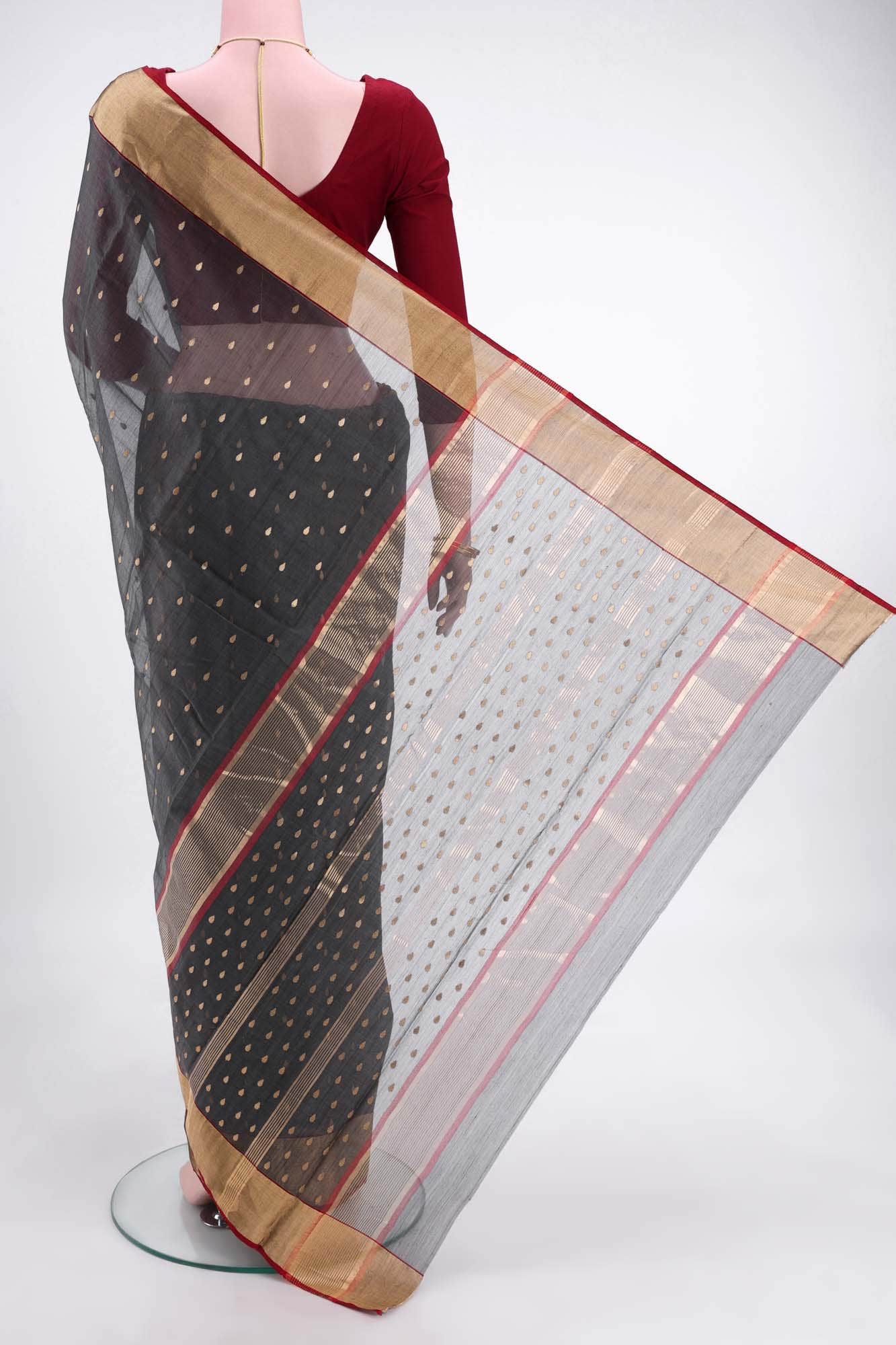 Grey Chanderi Silk Cotton Saree