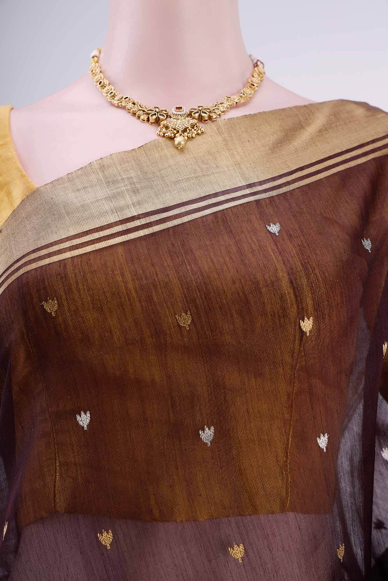 Brown Chanderi Silk Saree