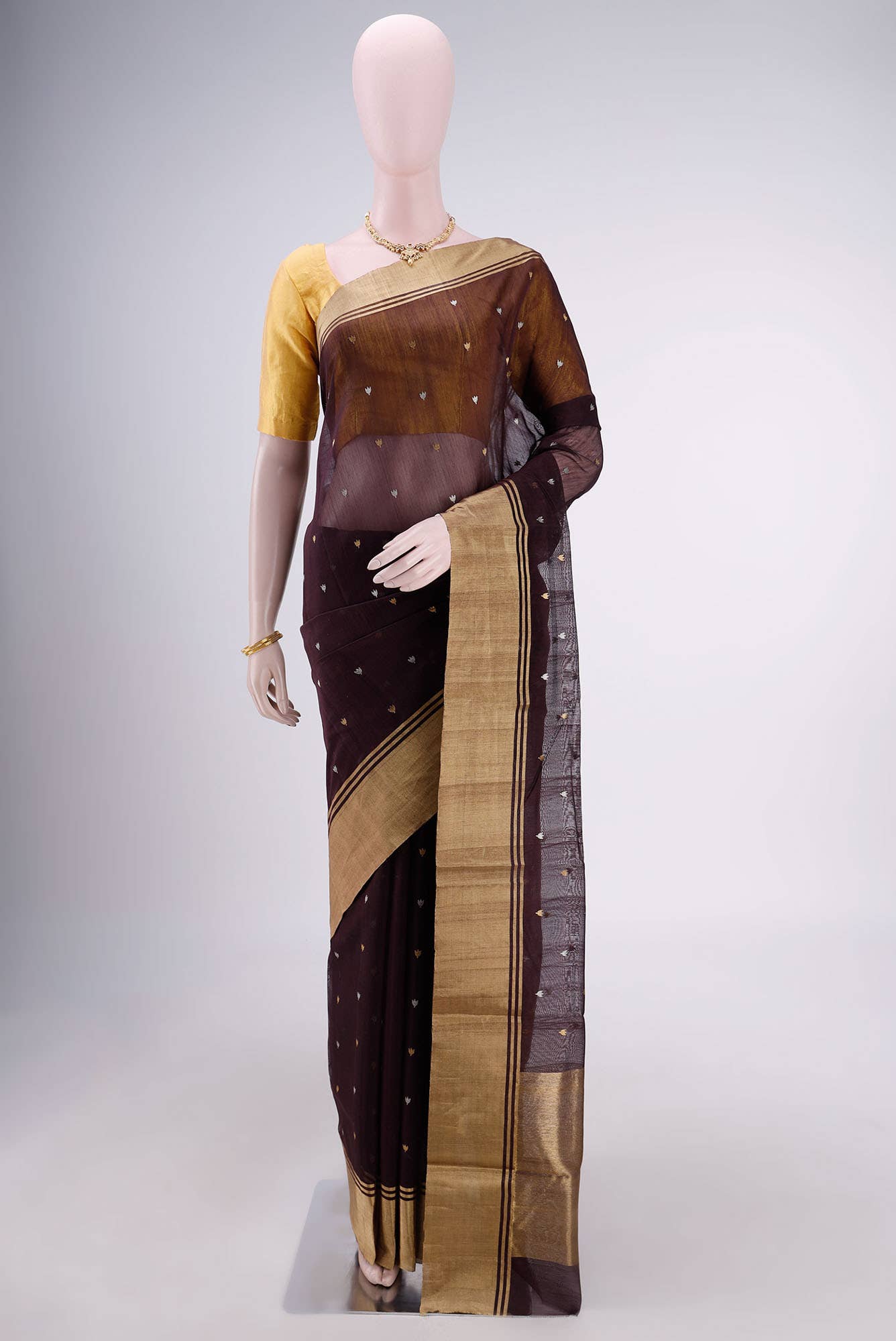 Brown Chanderi Silk Saree
