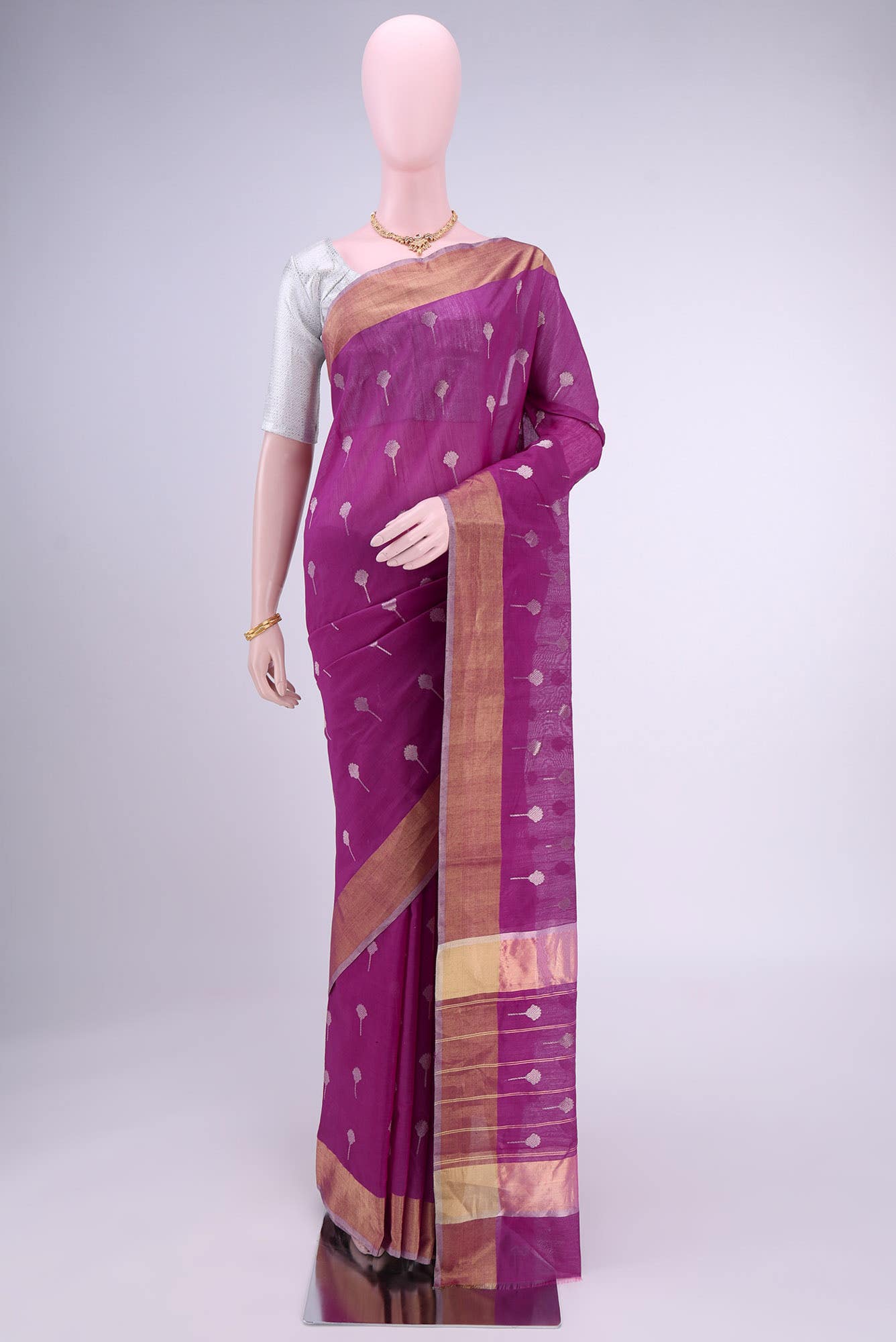 Purple Chanderi Silk Cotton Saree
