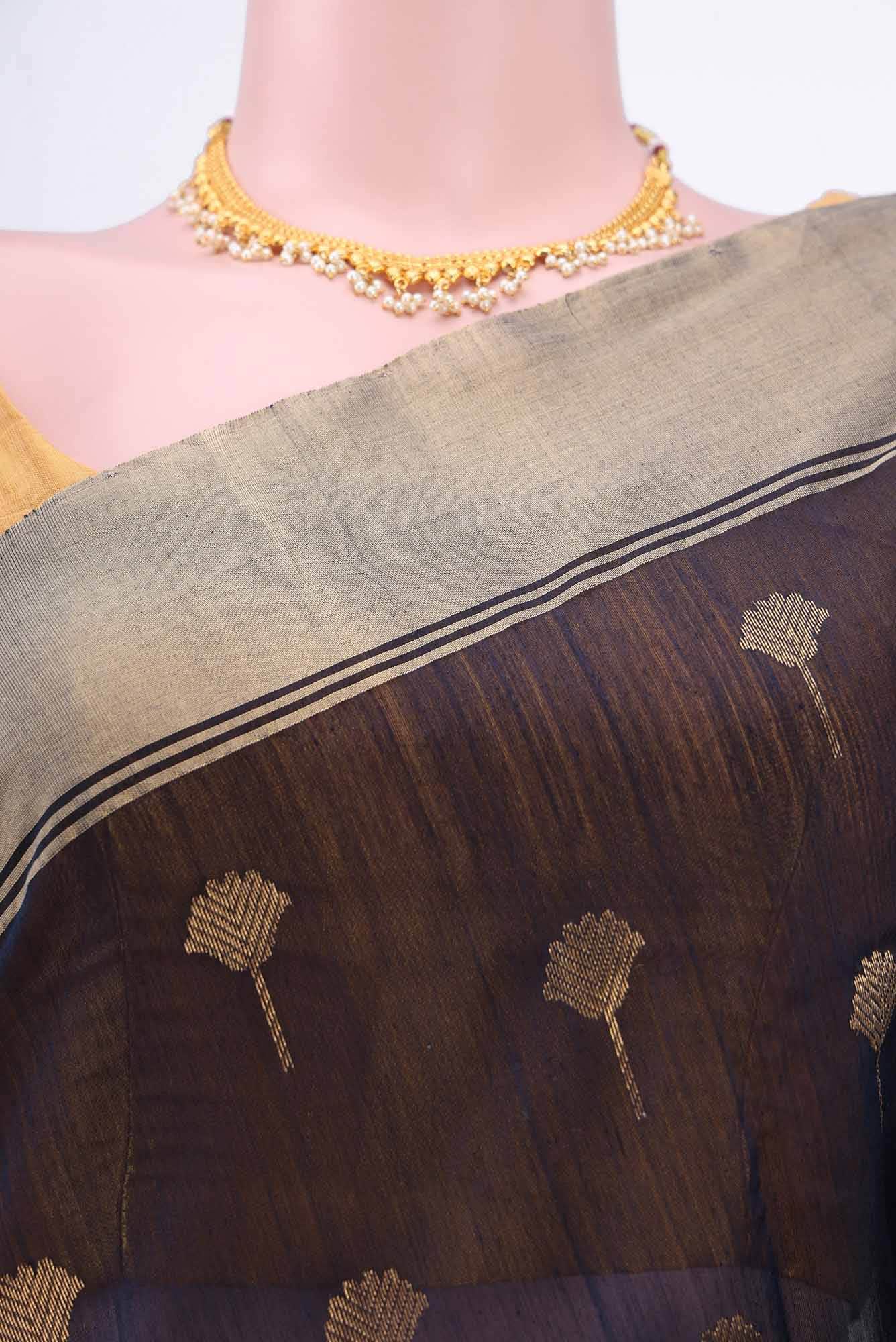 Navy Blue Chanderi Silk Cotton Saree