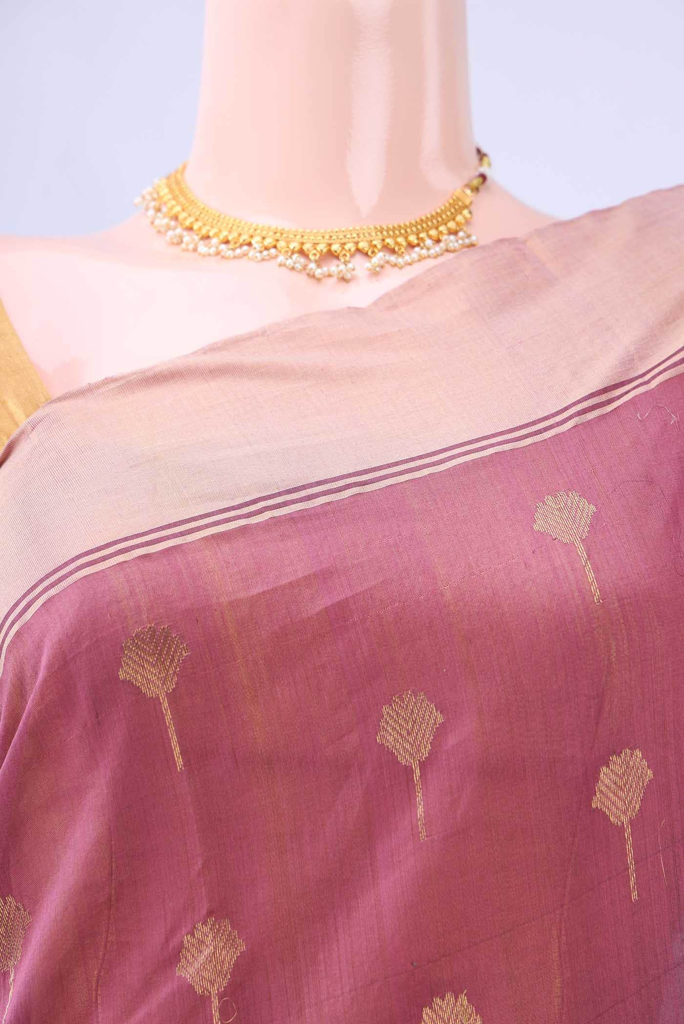 Light Magenta Chanderi Silk Cotton Saree