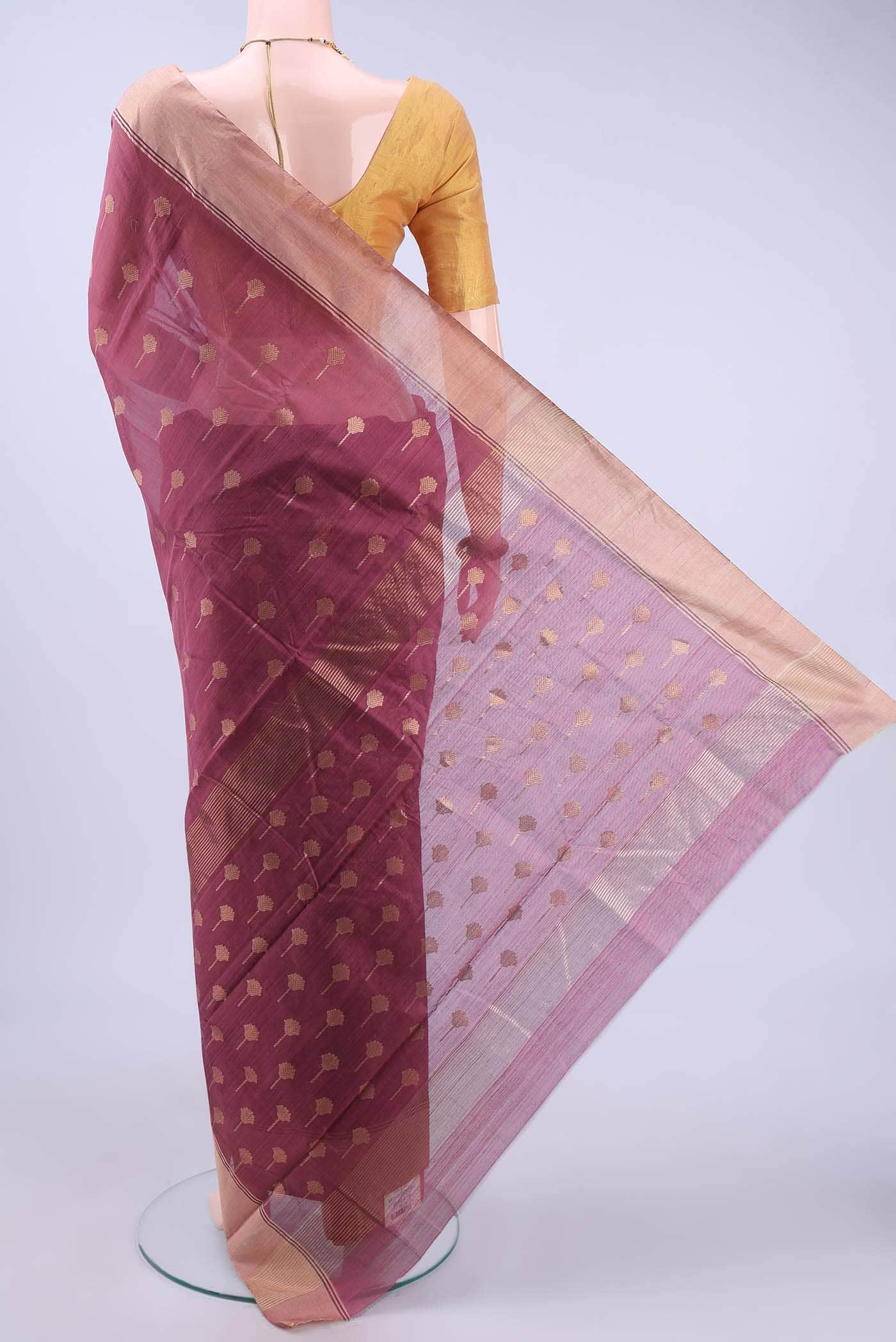 Light Magenta Chanderi Silk Cotton Saree