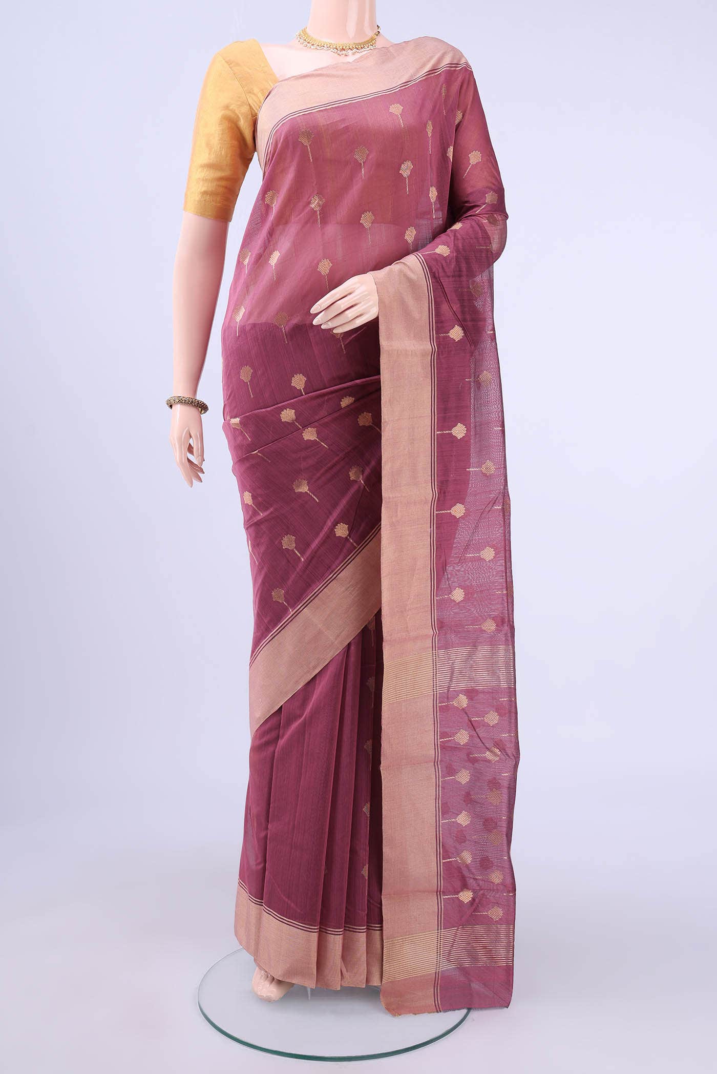 Light Magenta Chanderi Silk Cotton Saree