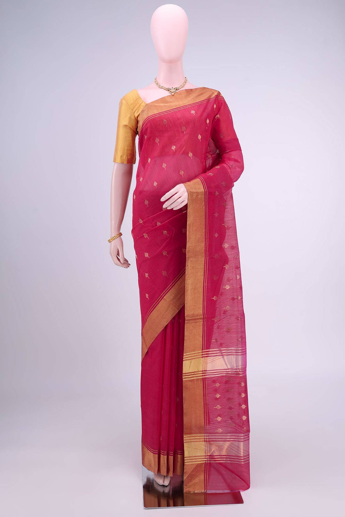 Pink Chanderi Silk Cotton Saree