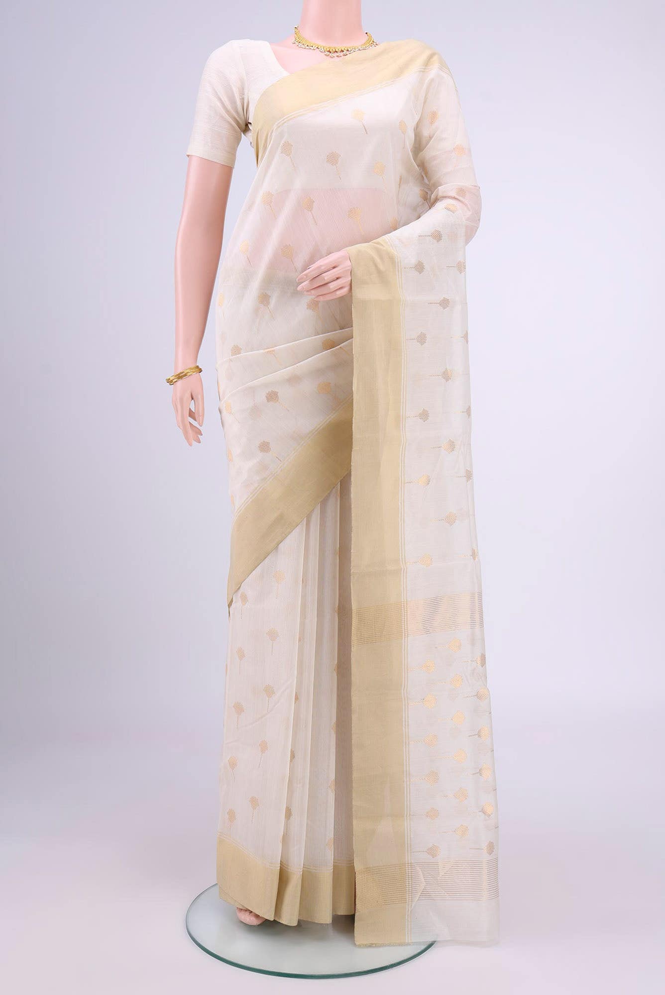Off White Chanderi Silk Cotton Saree