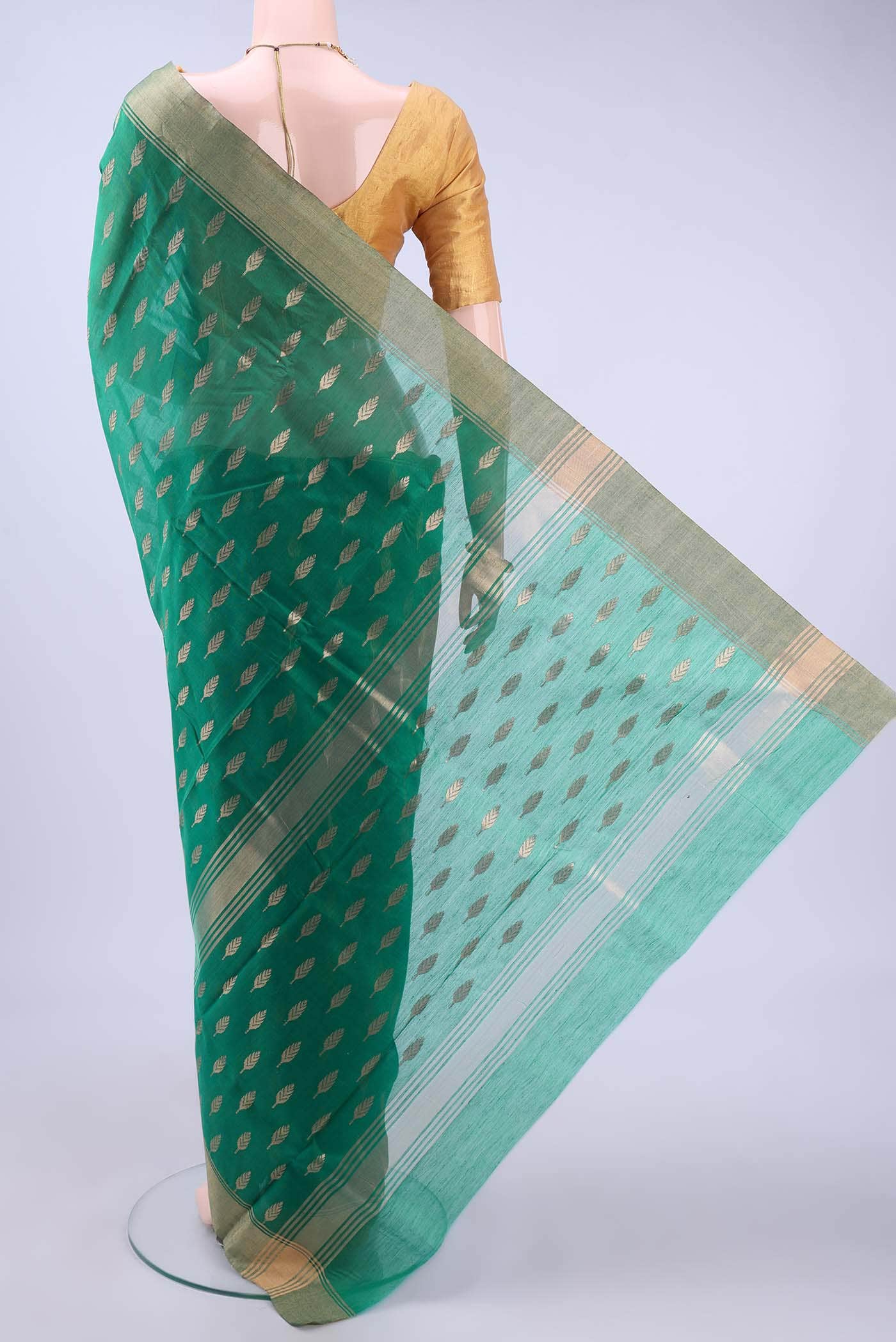 Sea Green Chanderi Silk Saree