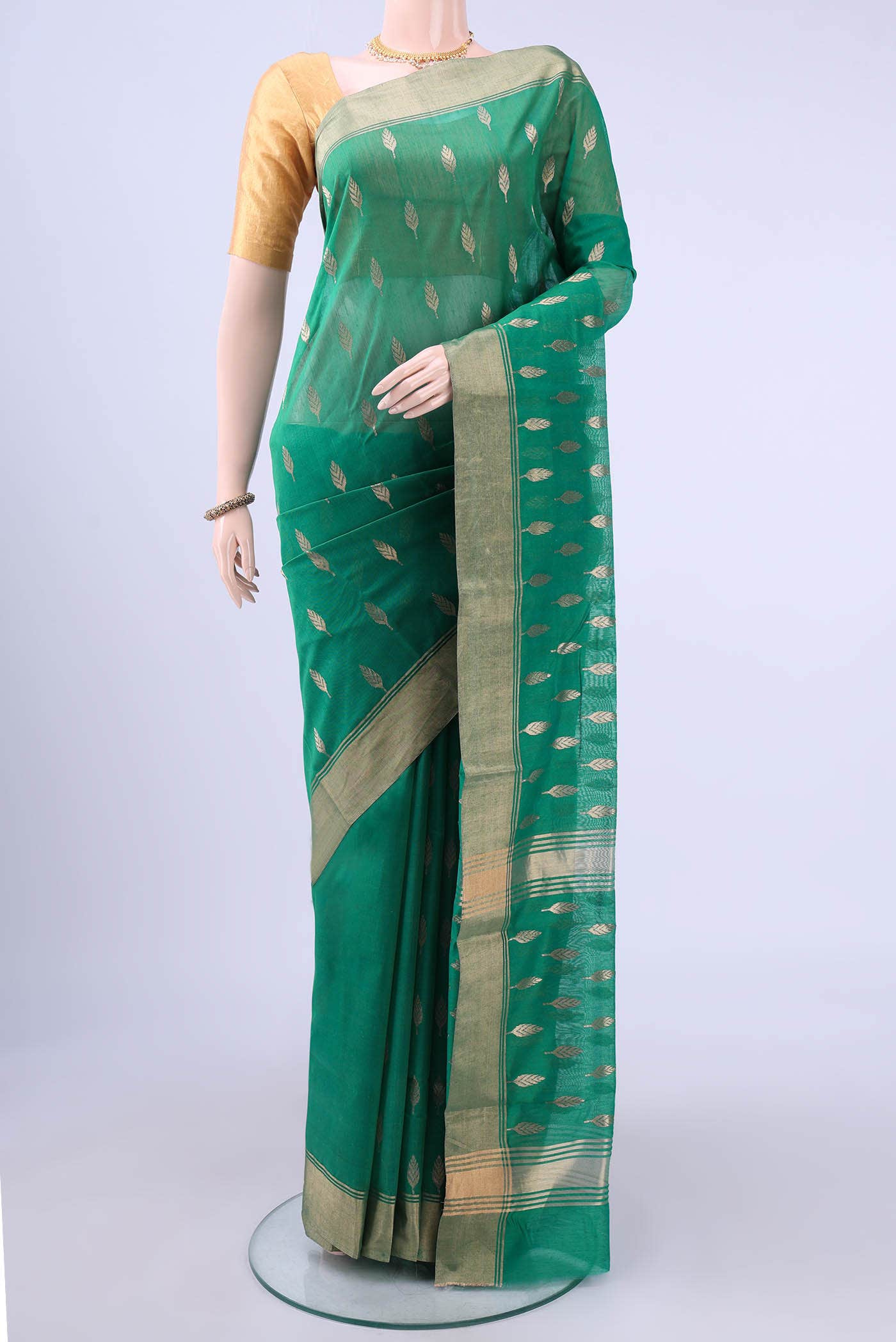 Sea Green Chanderi Silk Saree