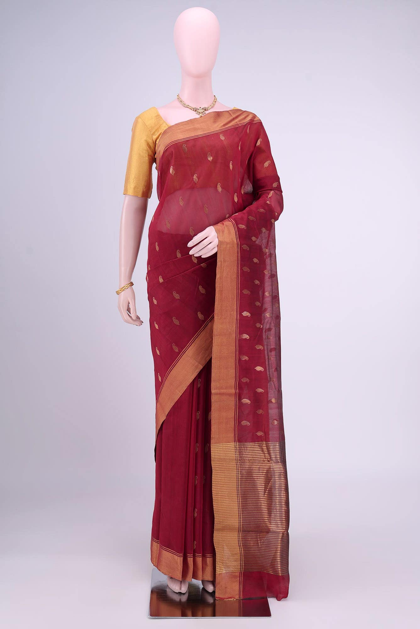Maroon Chanderi Silk Cotton Saree