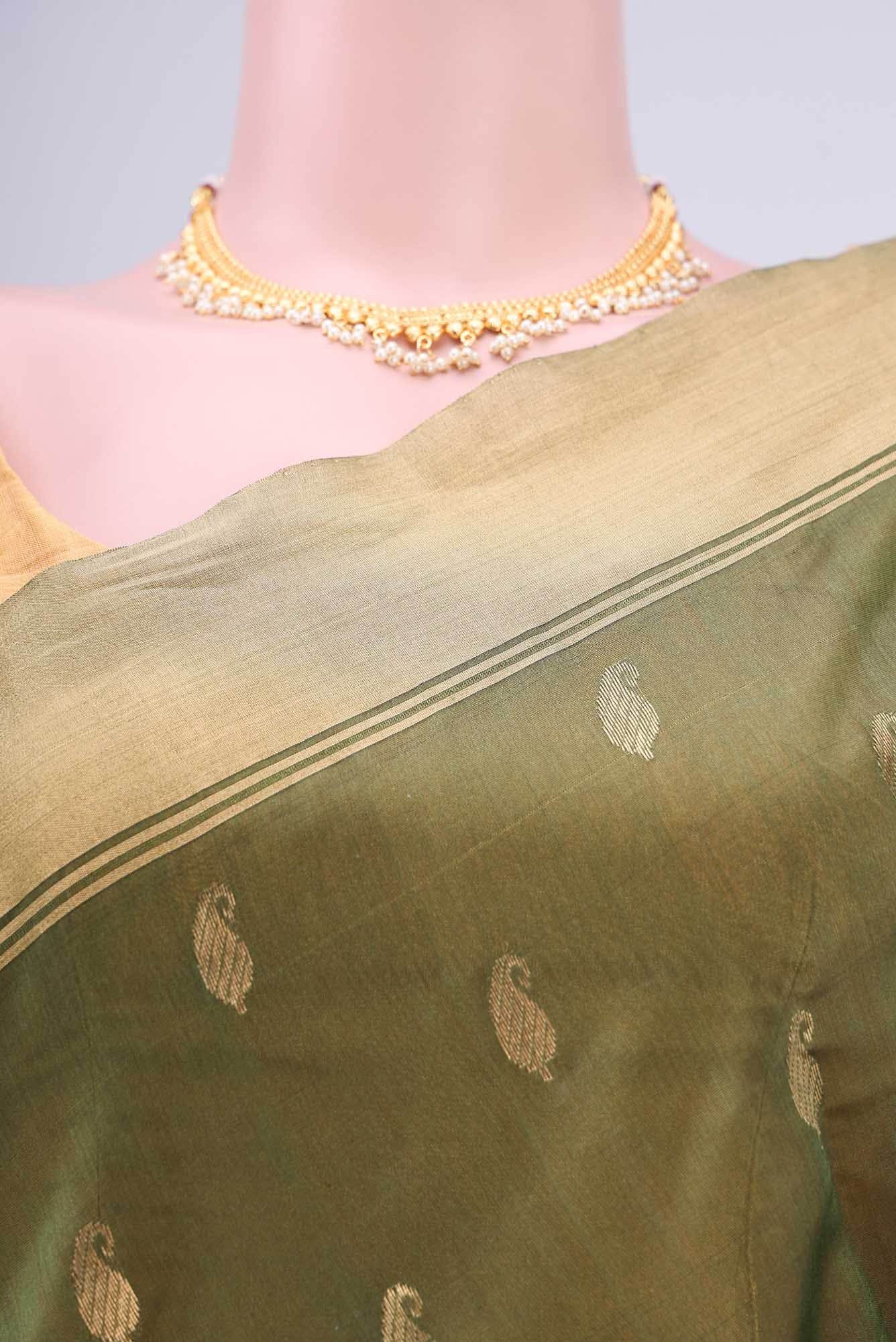 Mehandi Green Chanderi Silk Cotton Saree