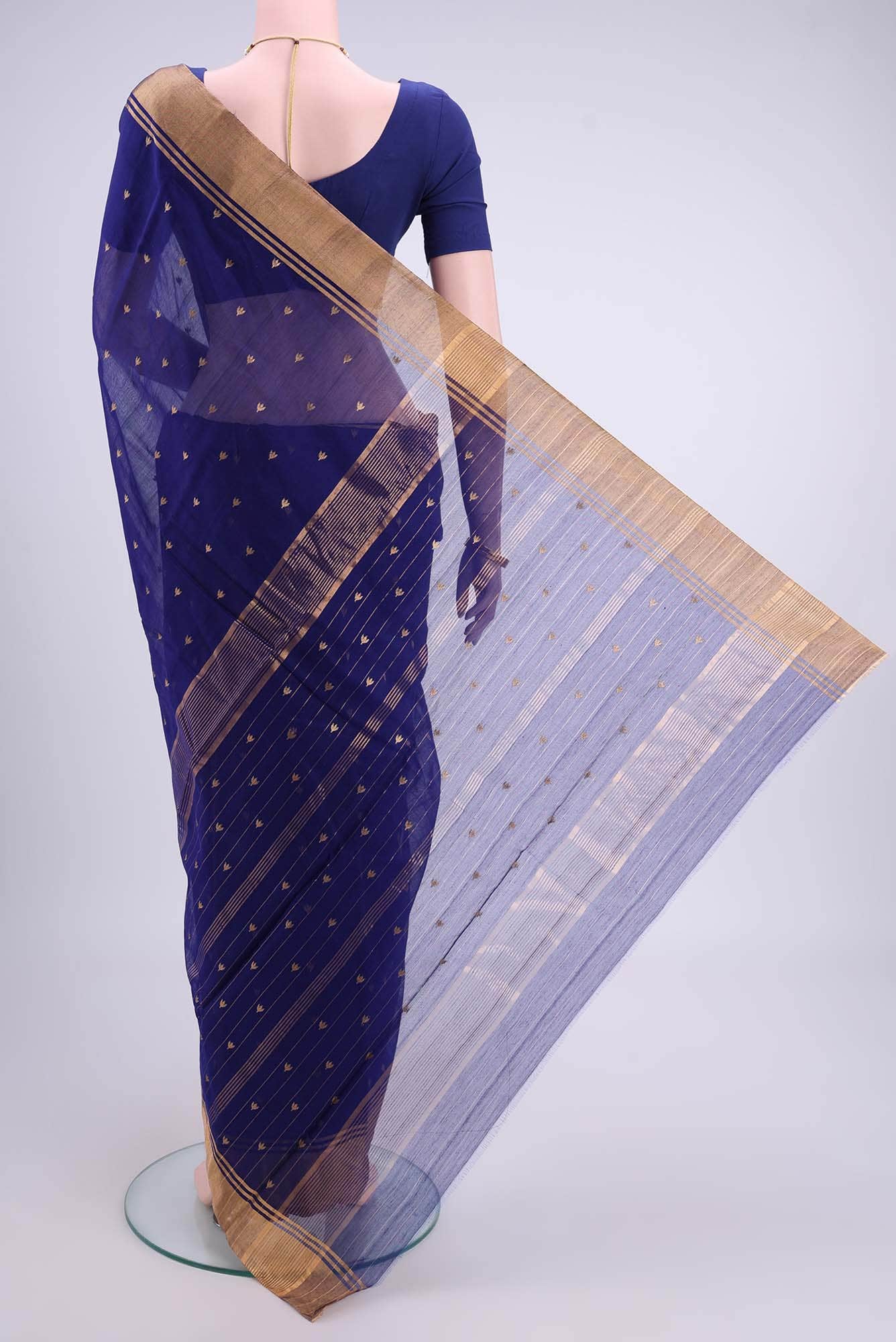 Royal Blue Chanderi Silk Cotton Saree