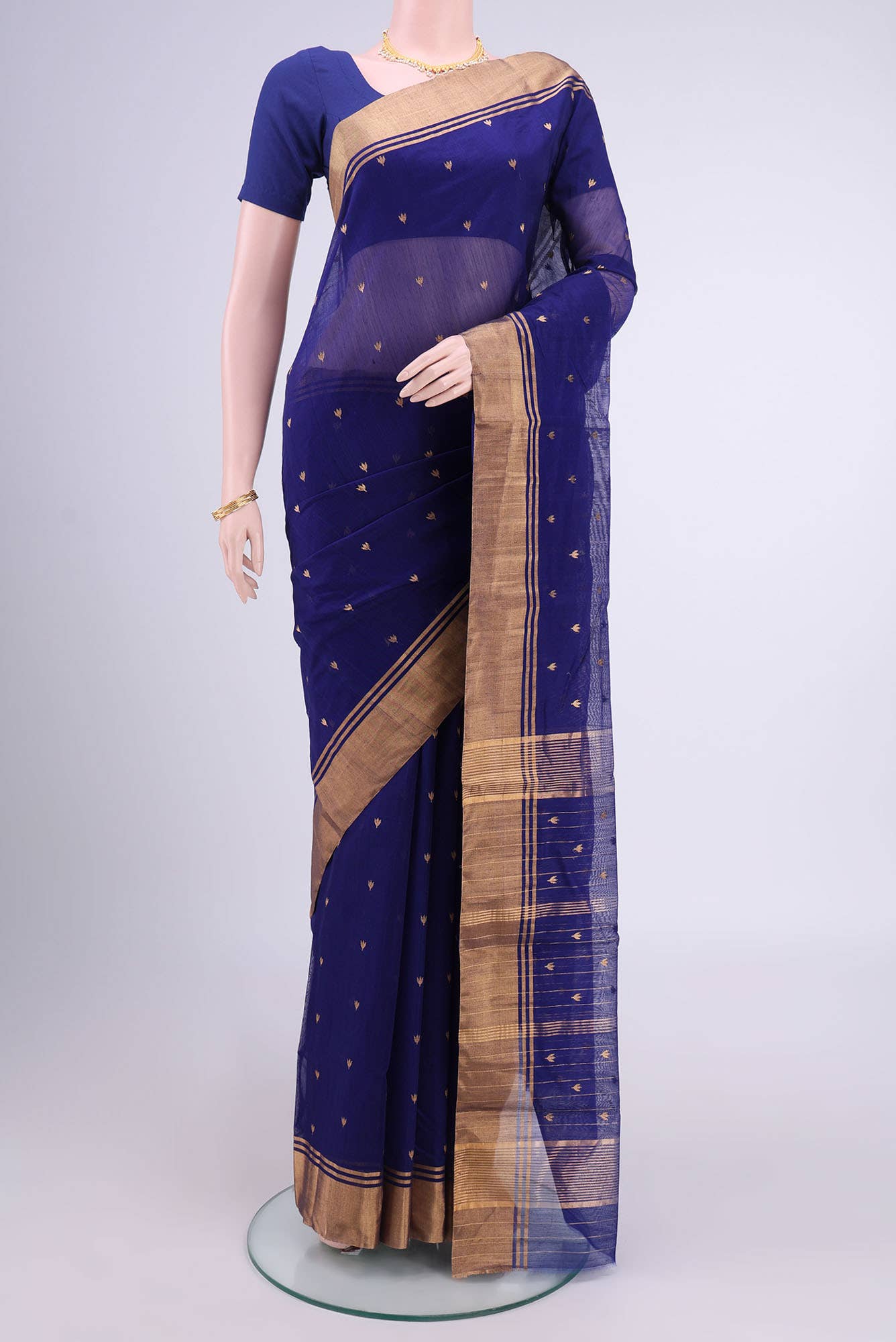 Royal Blue Chanderi Silk Cotton Saree