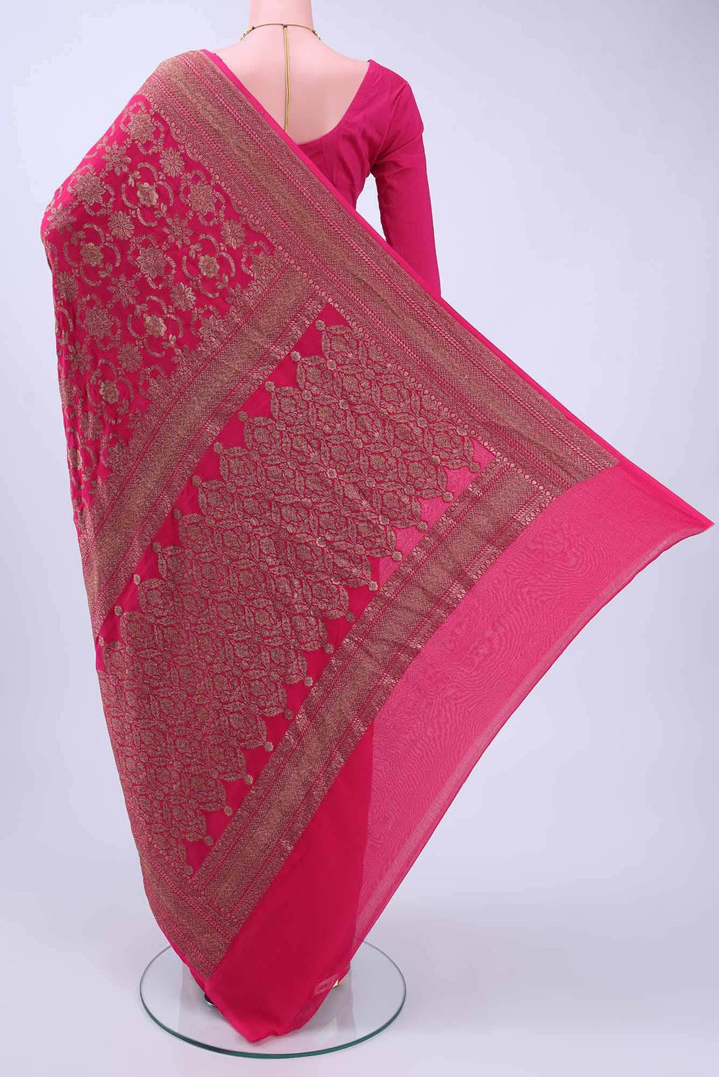 Dark Pink Banarasi Georgette Saree