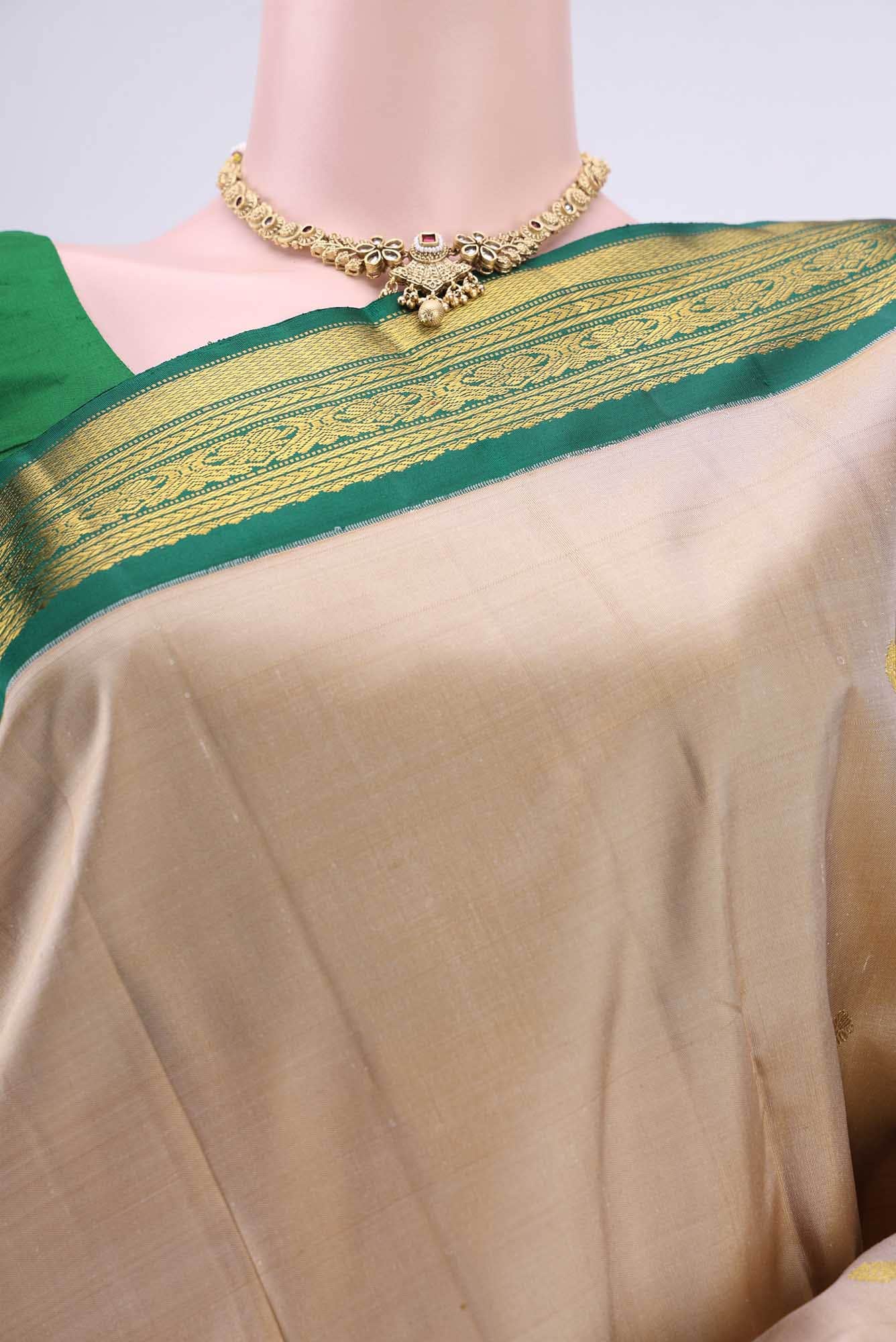 Dark Beige Kanchipuram Silk Saree