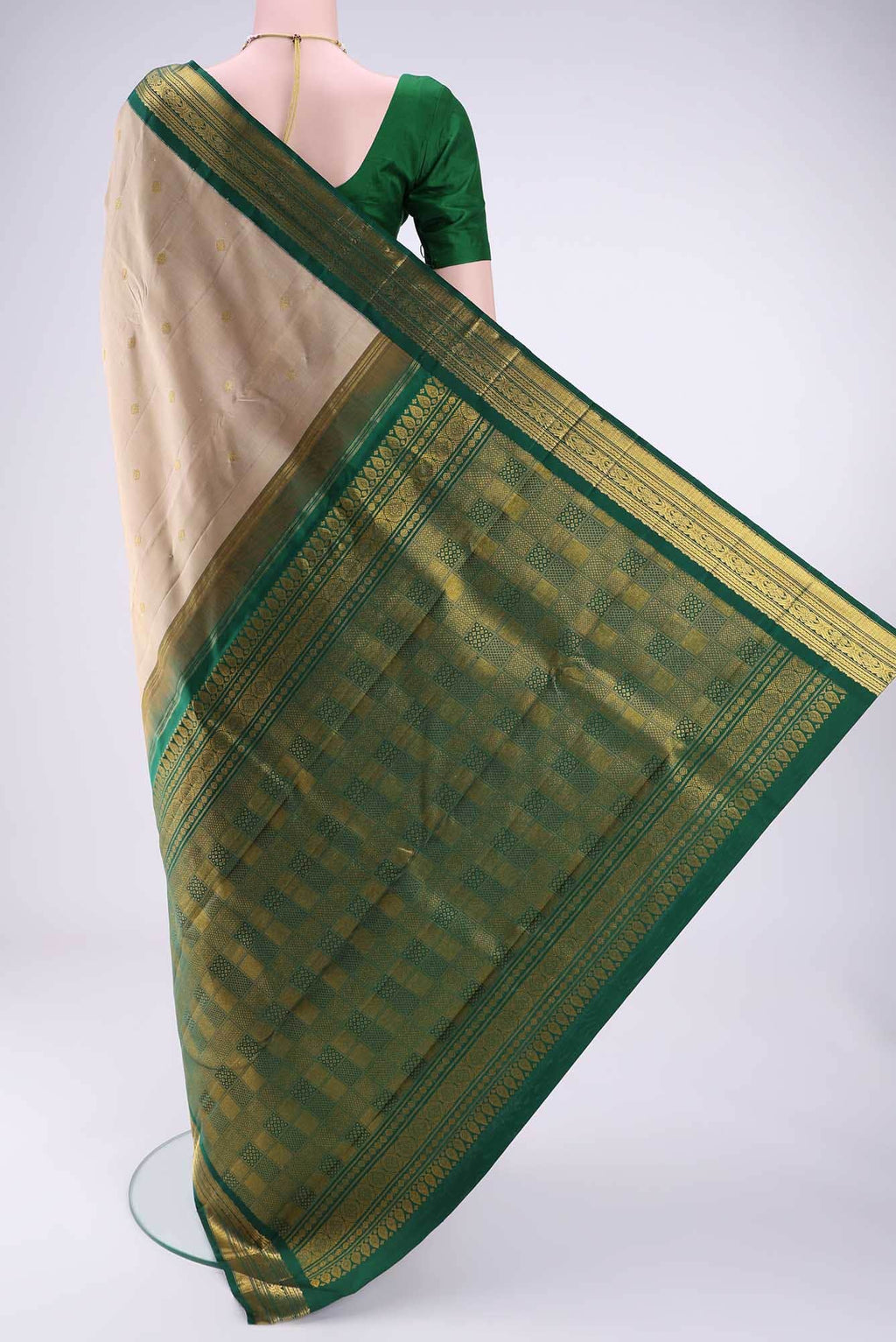 Dark Beige Kanchipuram Silk Saree