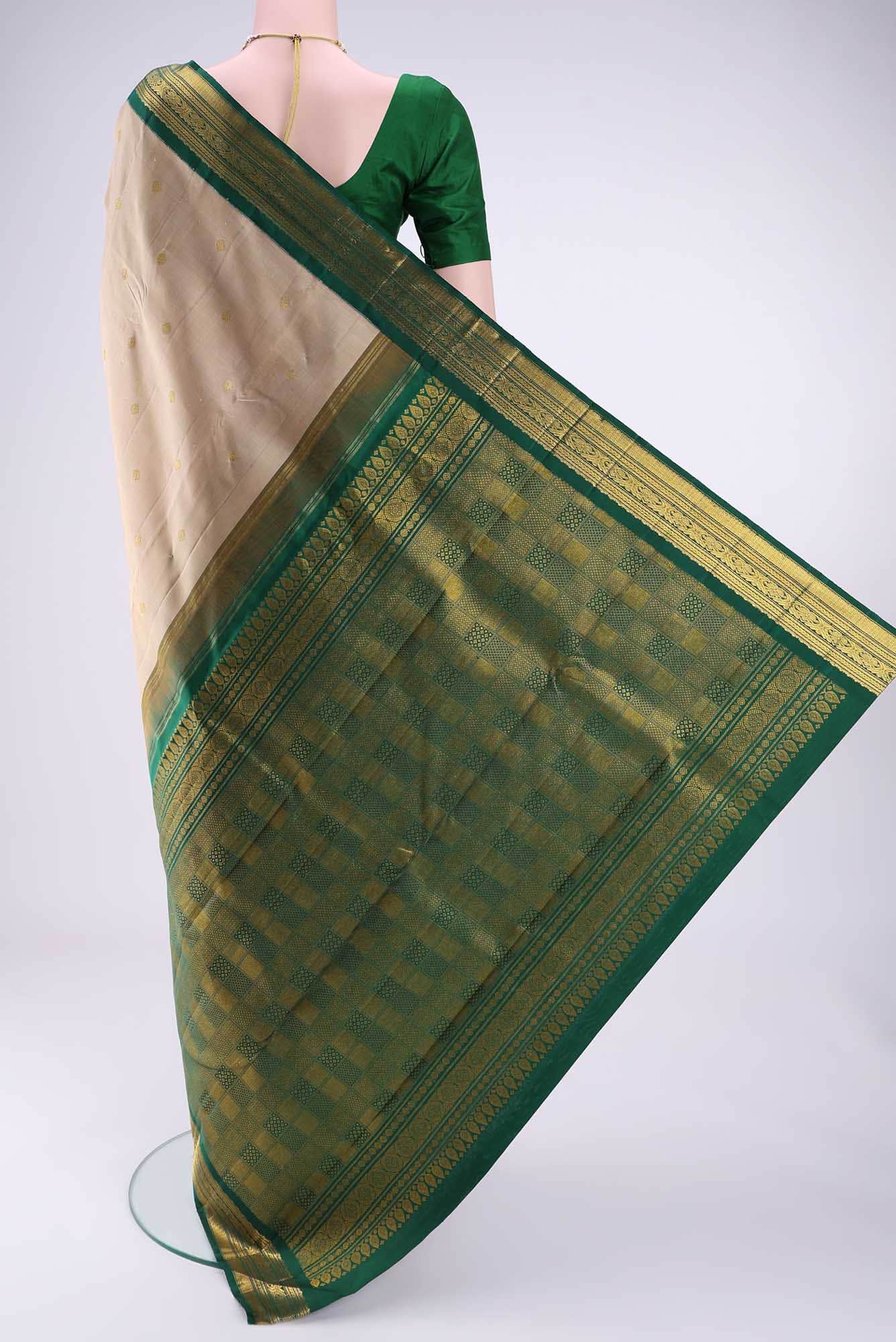 Dark Beige Kanchipuram Silk Saree