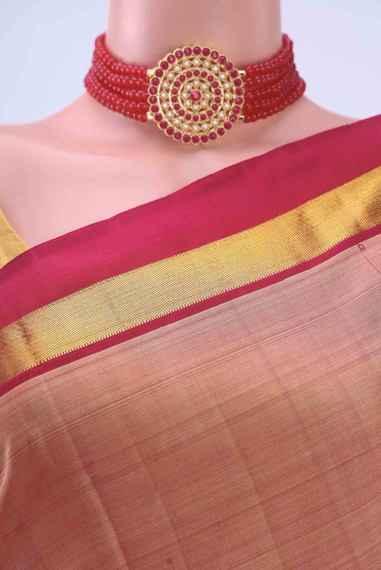Peach Kanchipuram Saree
