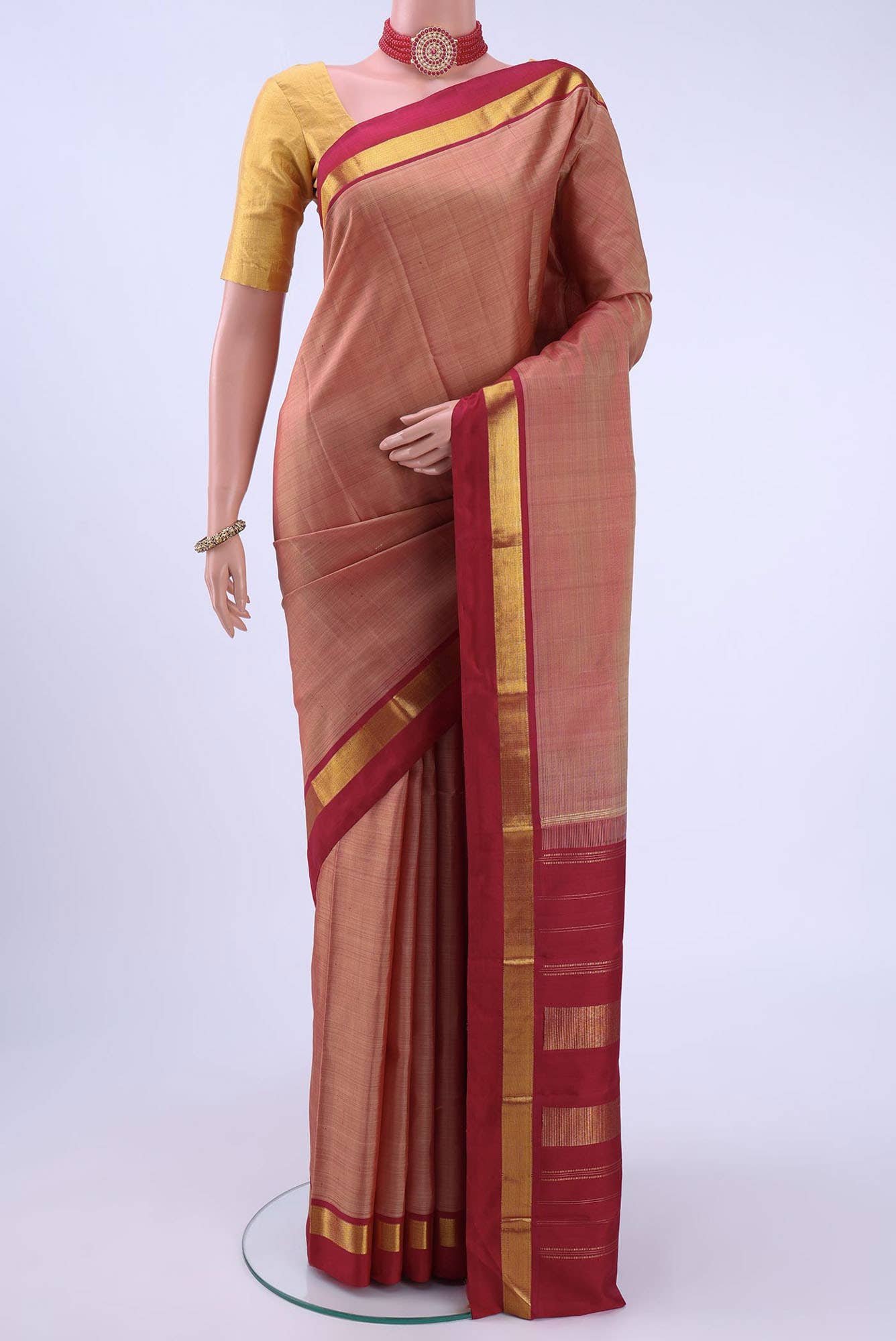 Peach Kanchipuram Saree
