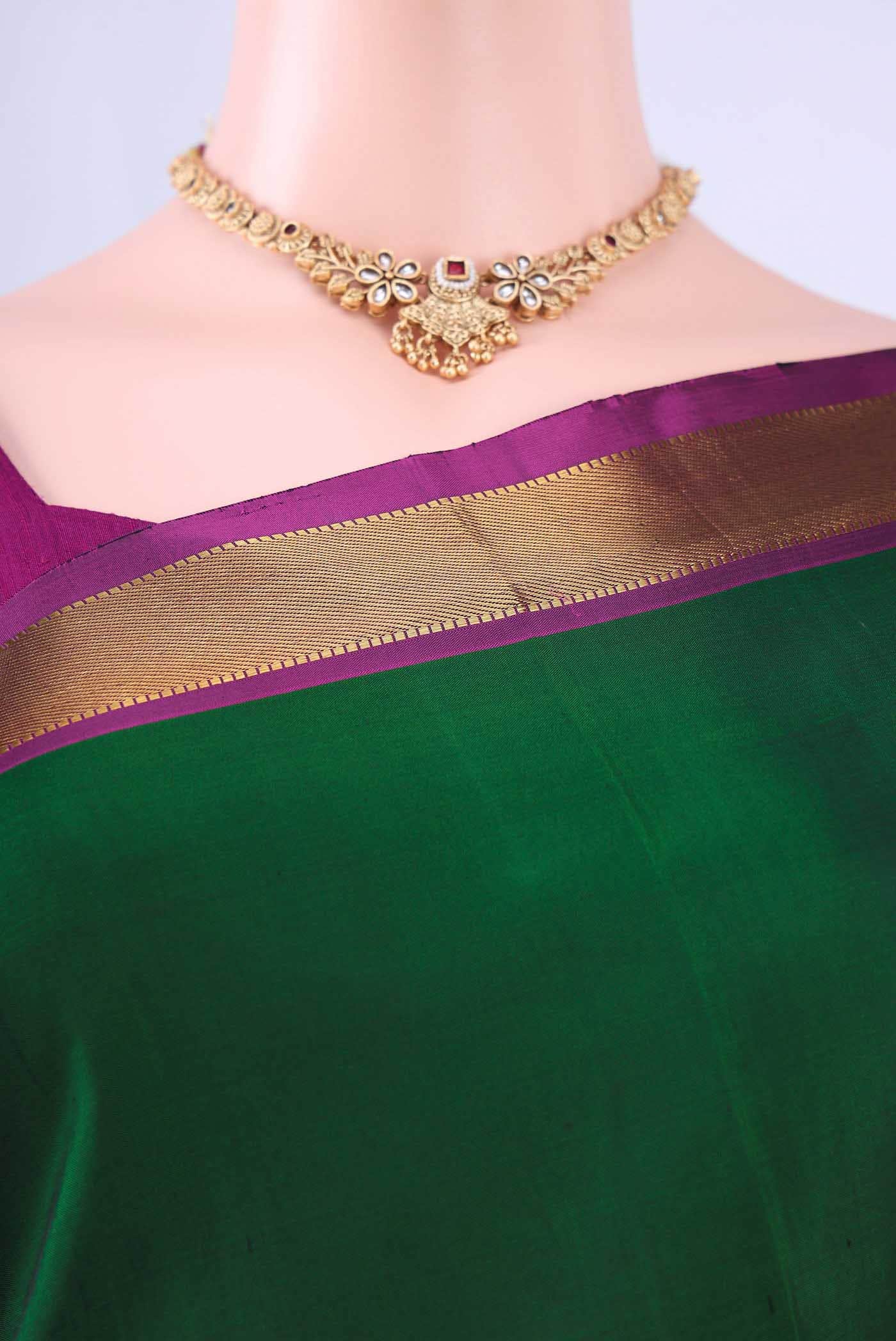 Bottle Green Kanchipuram Saree