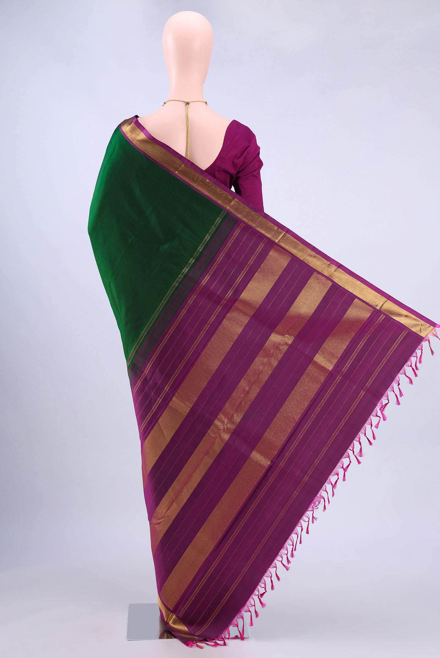 Bottle Green Kanchipuram Saree