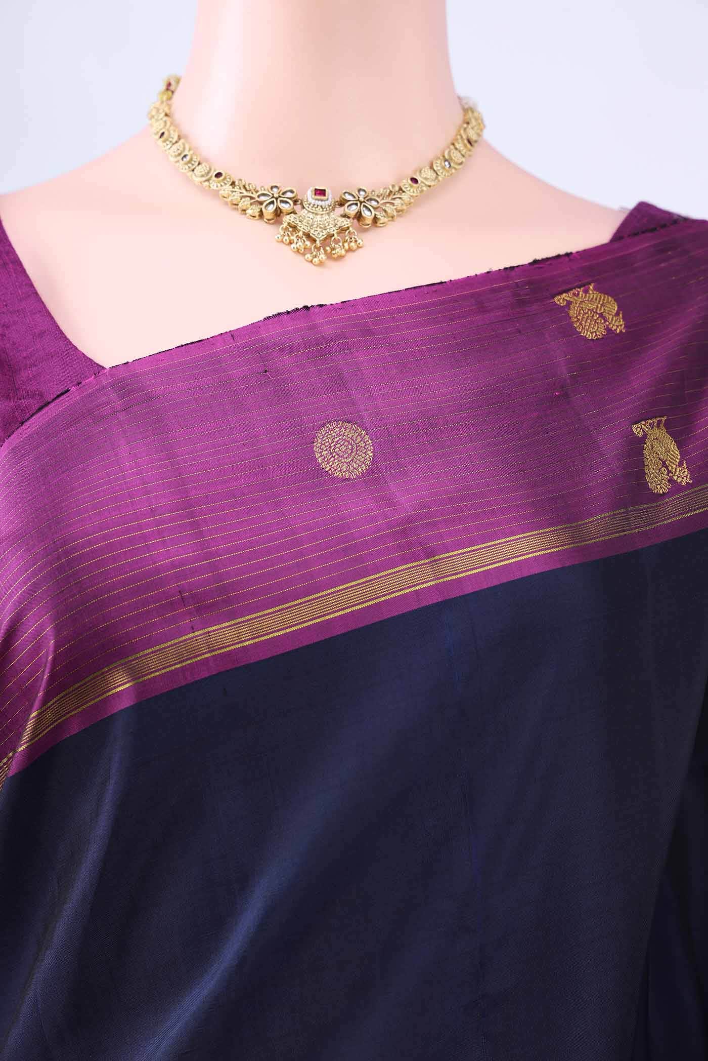Navy Blue Kanchipuram Silk Saree