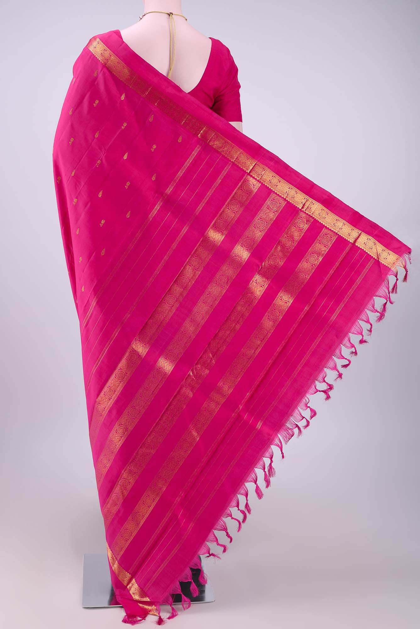 Dark Pink Kanchipuram Silk Saree