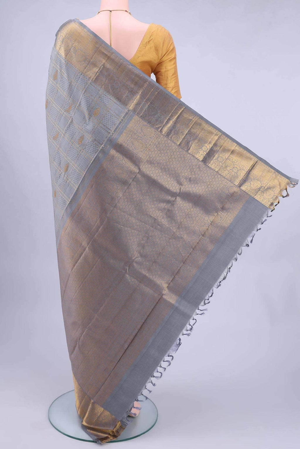 Blue Grey Kanchipuram Saree
