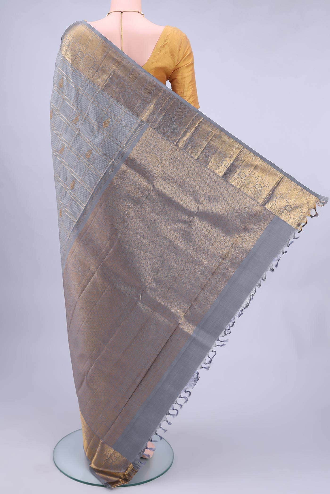 Blue Grey Kanchipuram Saree