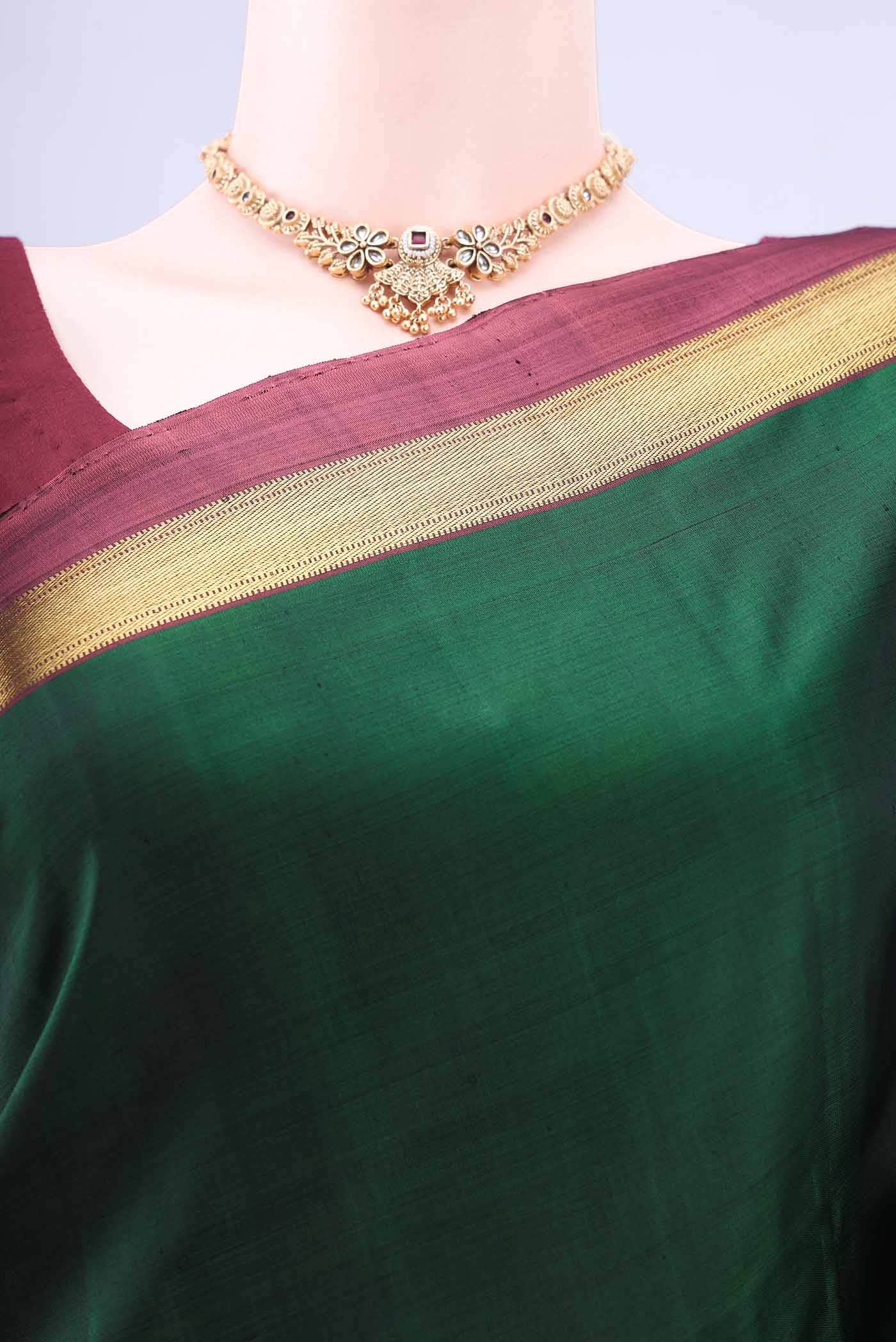 Bottle Green Kanchipuram Silk Saree