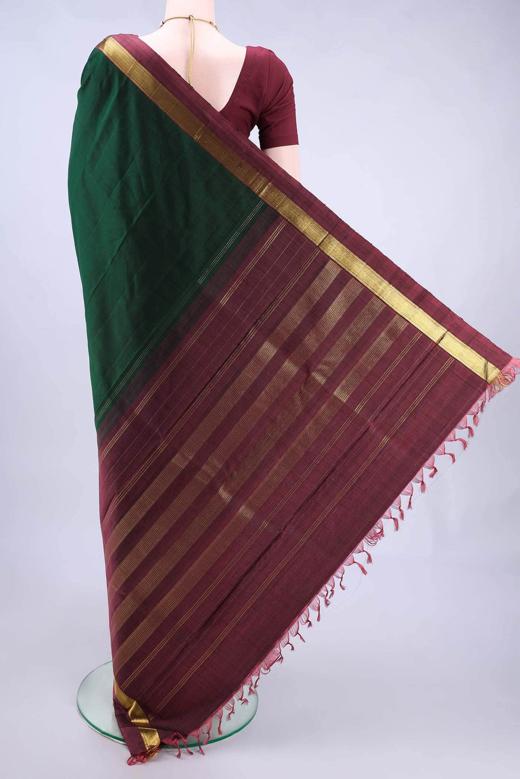 Bottle Green Kanchipuram Silk Saree