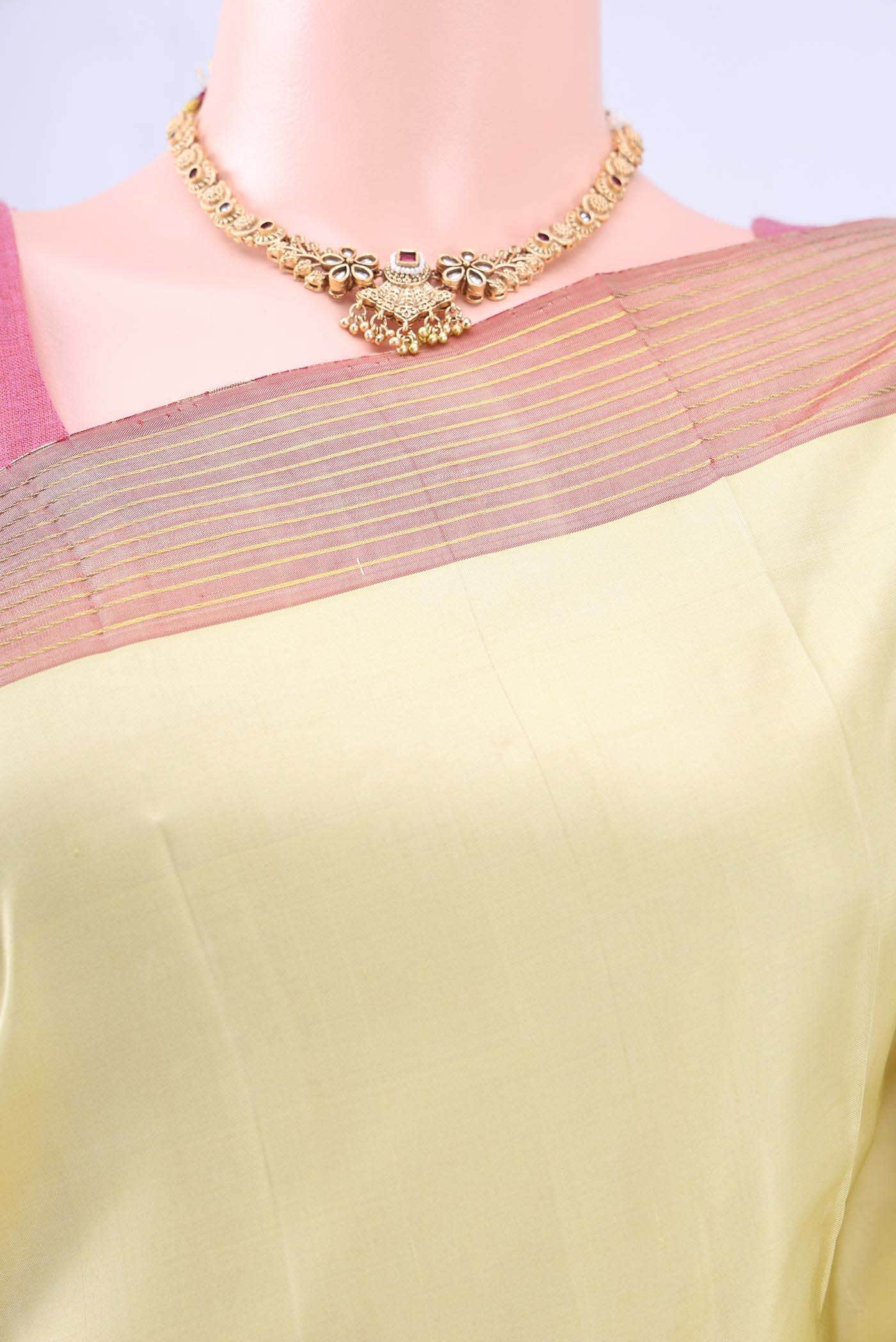 Cream Dual Tone Kanchipuram Silk Saree
