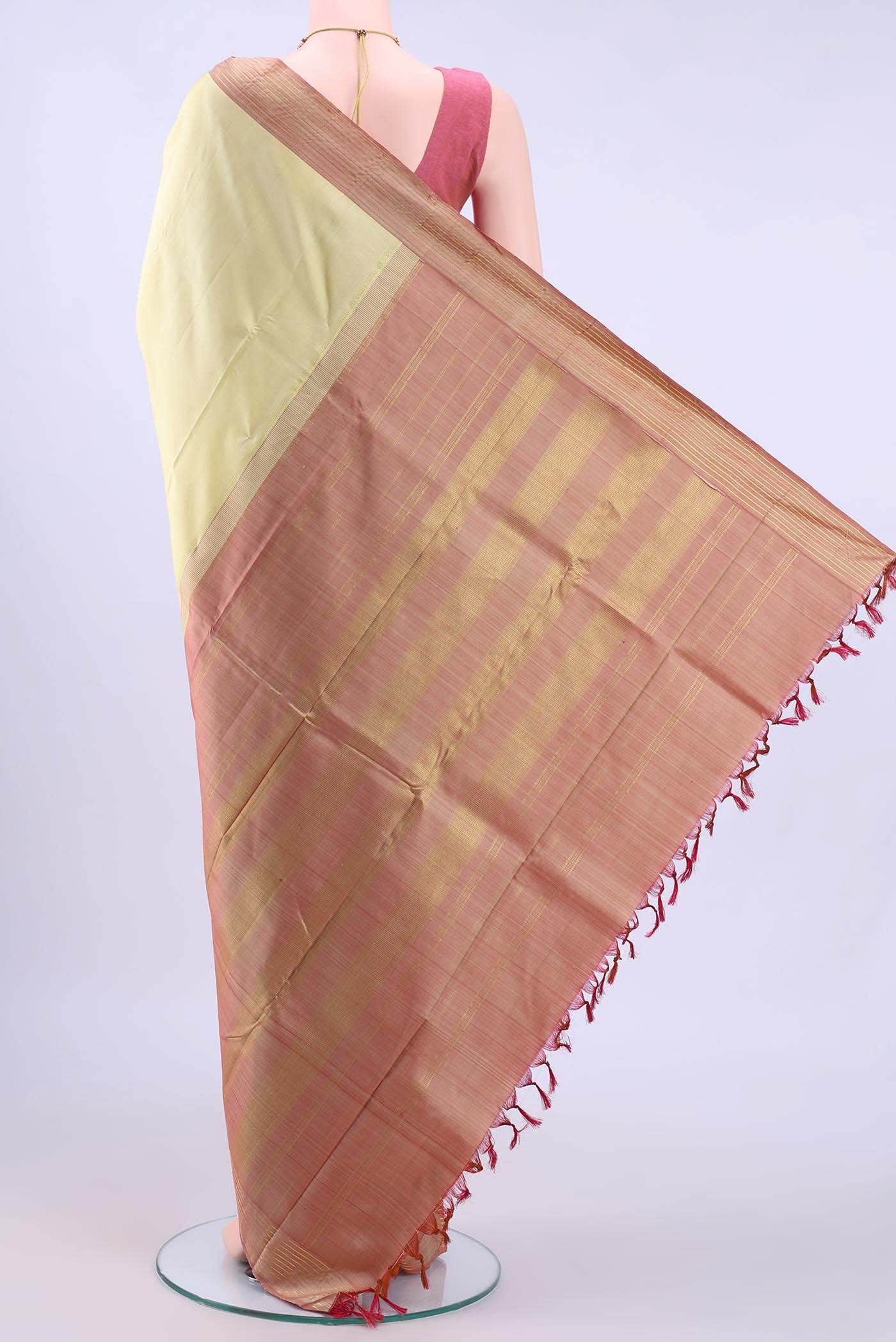 Cream Dual Tone Kanchipuram Silk Saree