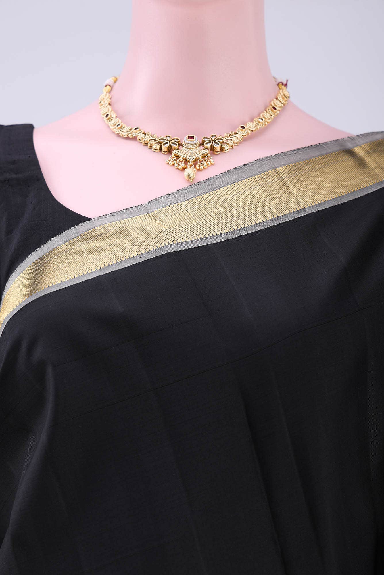 Black Kanchipuram Silk Saree
