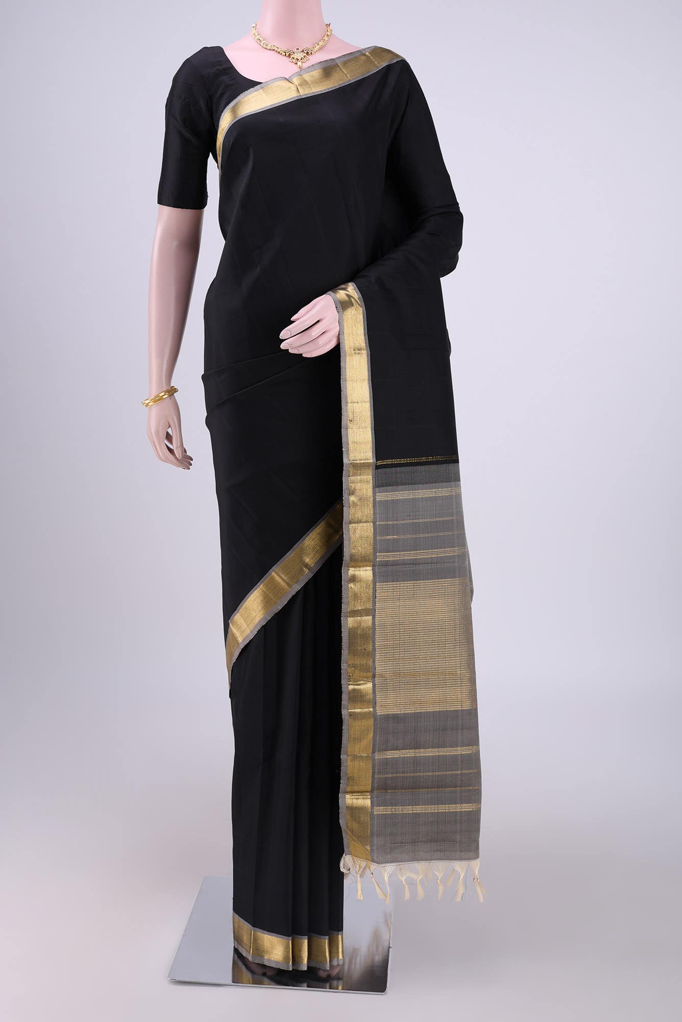 Black Kanchipuram Silk Saree