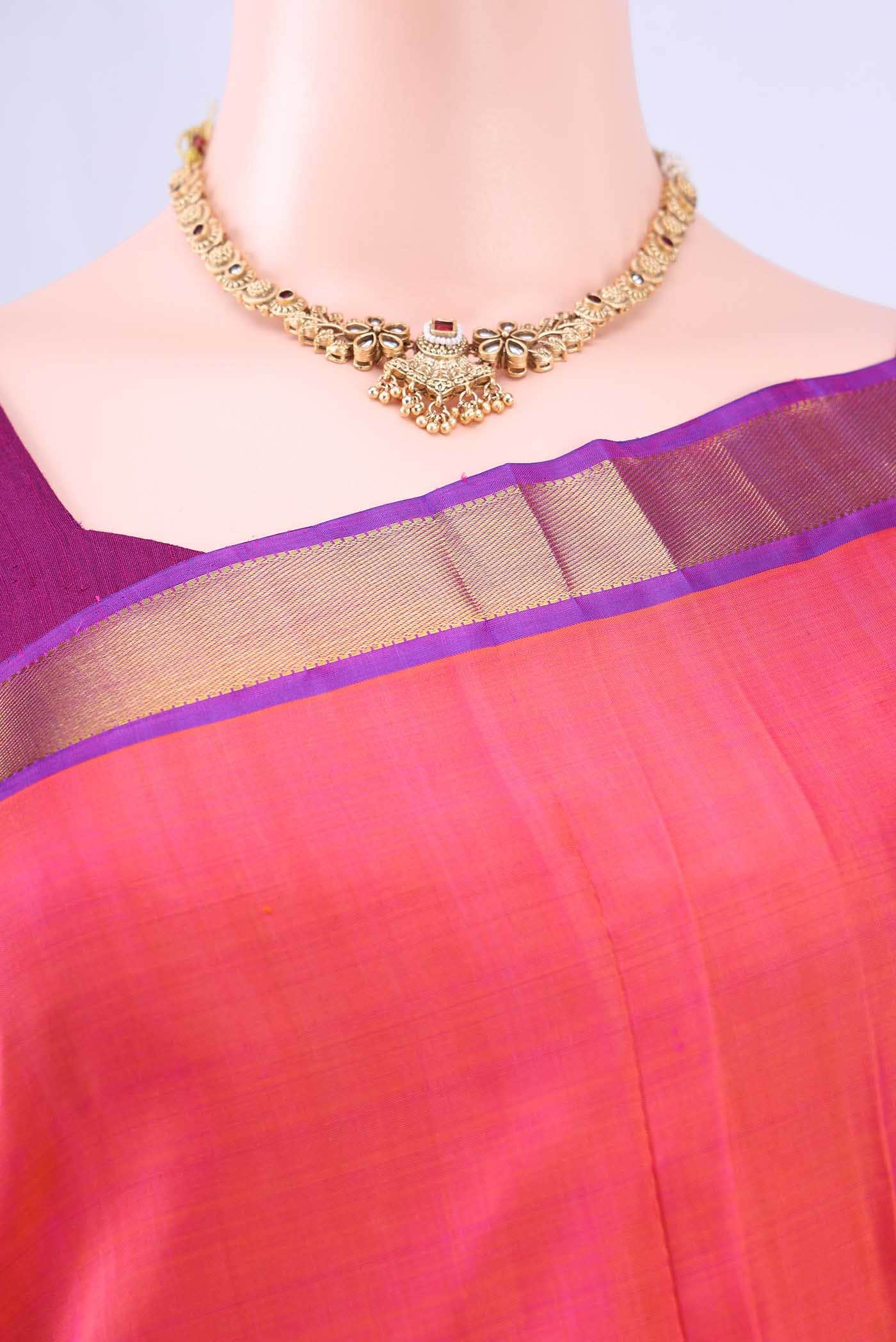 Pink Dual Tone Kanchipuram Silk Saree