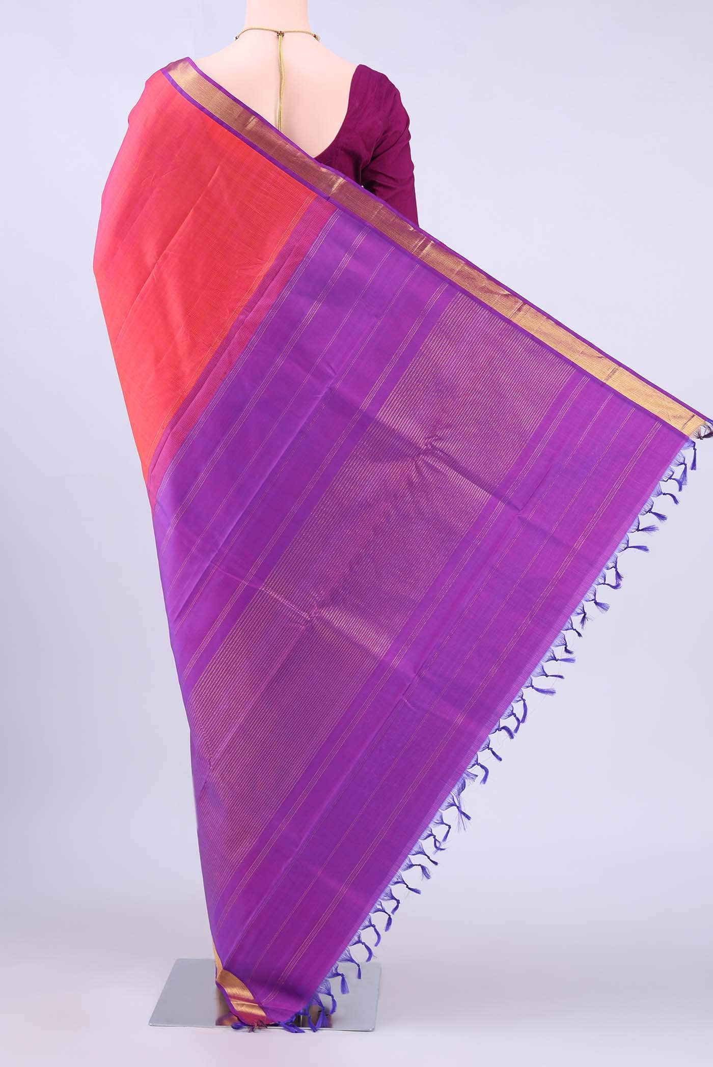 Pink Dual Tone Kanchipuram Silk Saree